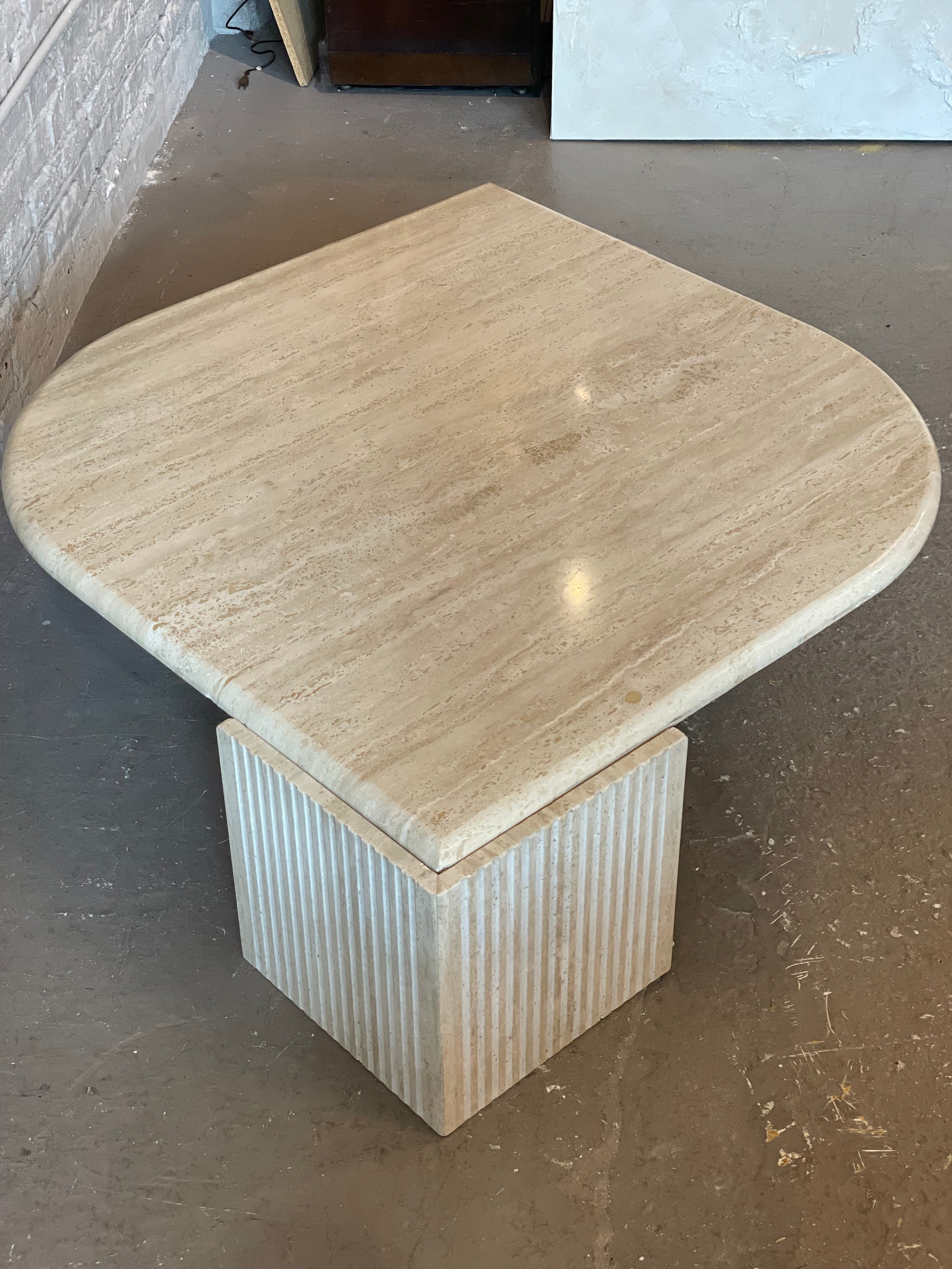 1980s Postmodern Travertine Eye Tear Shape Coffee Table