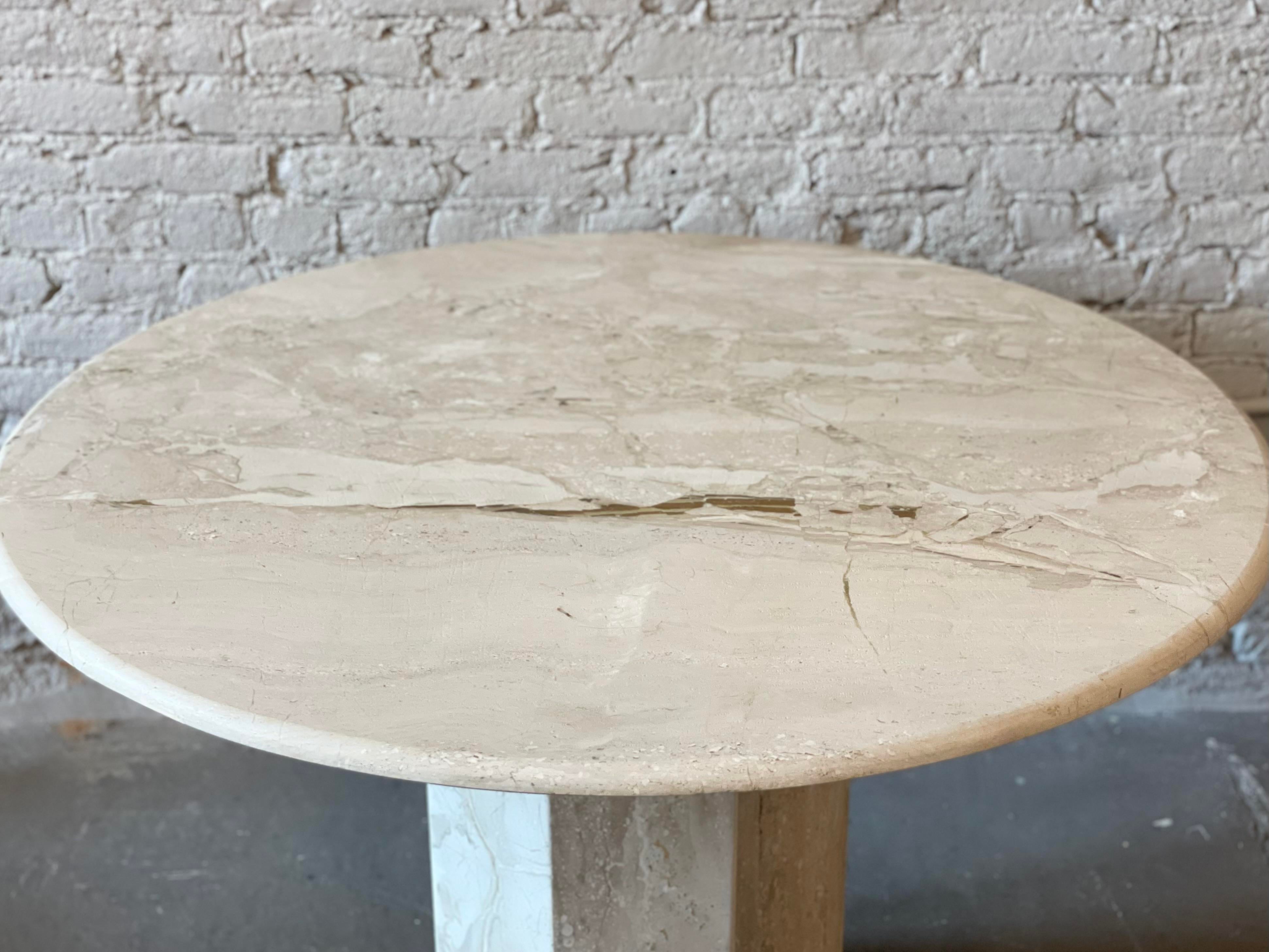 1980s Postmodern Travertine Honed Dining Table