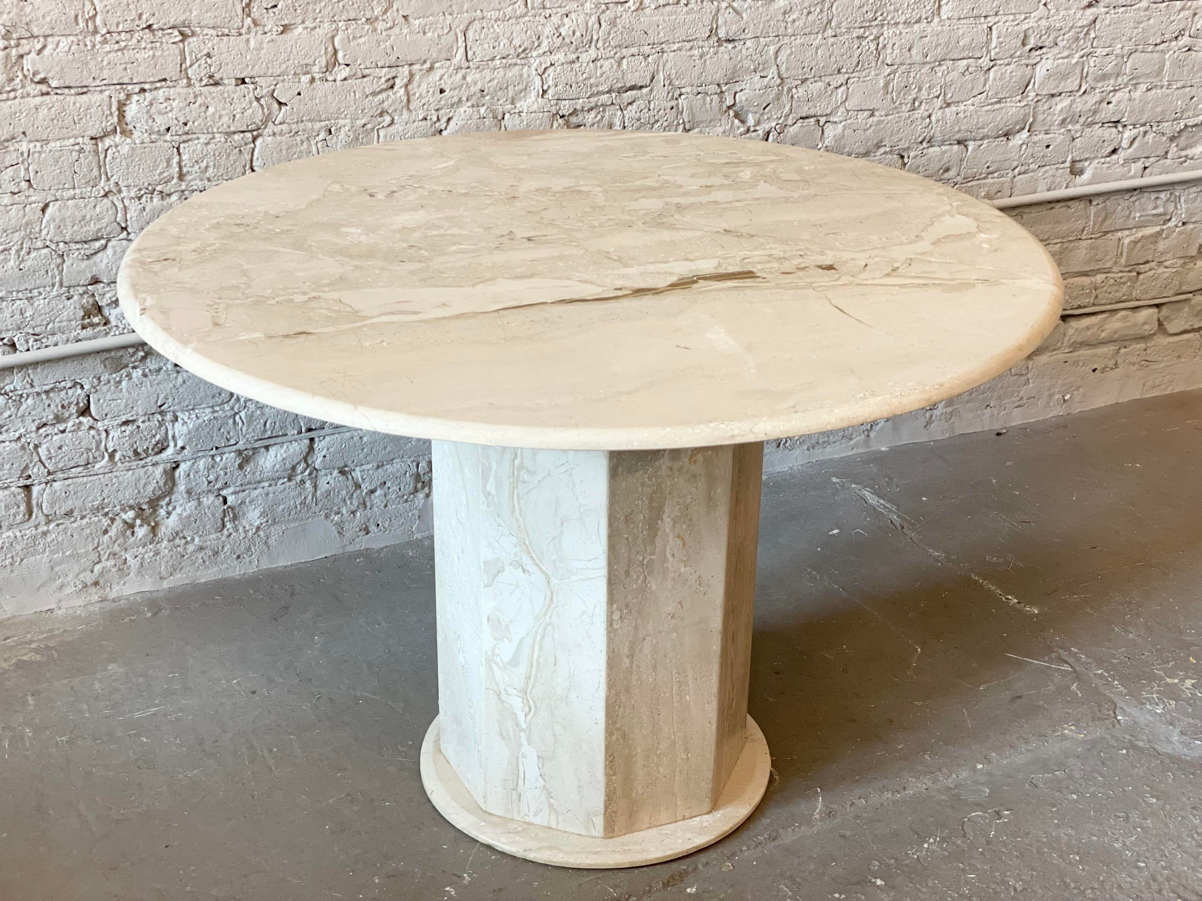 1980s Postmodern Travertine Honed Dining Table