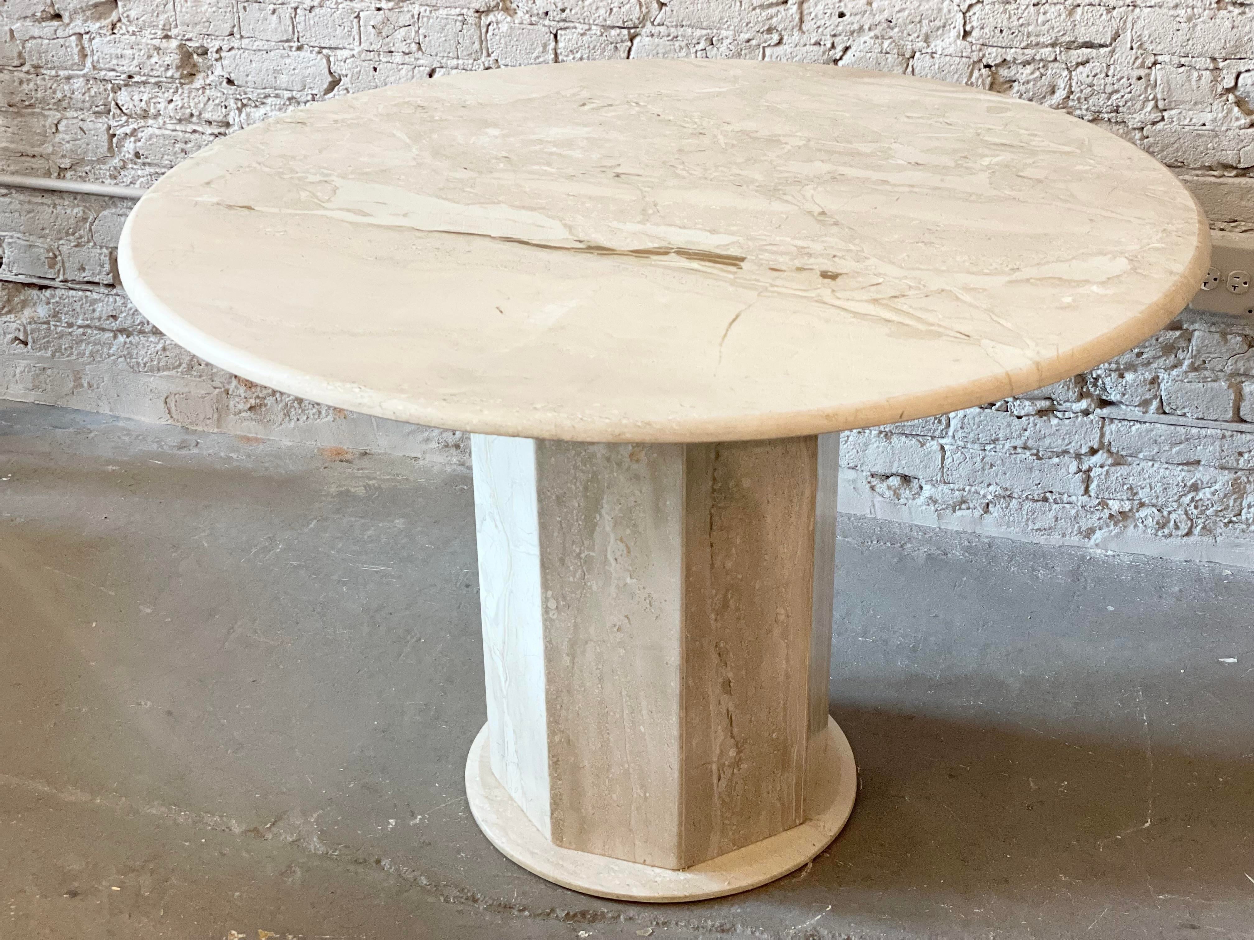 1980s Postmodern Travertine Honed Dining Table