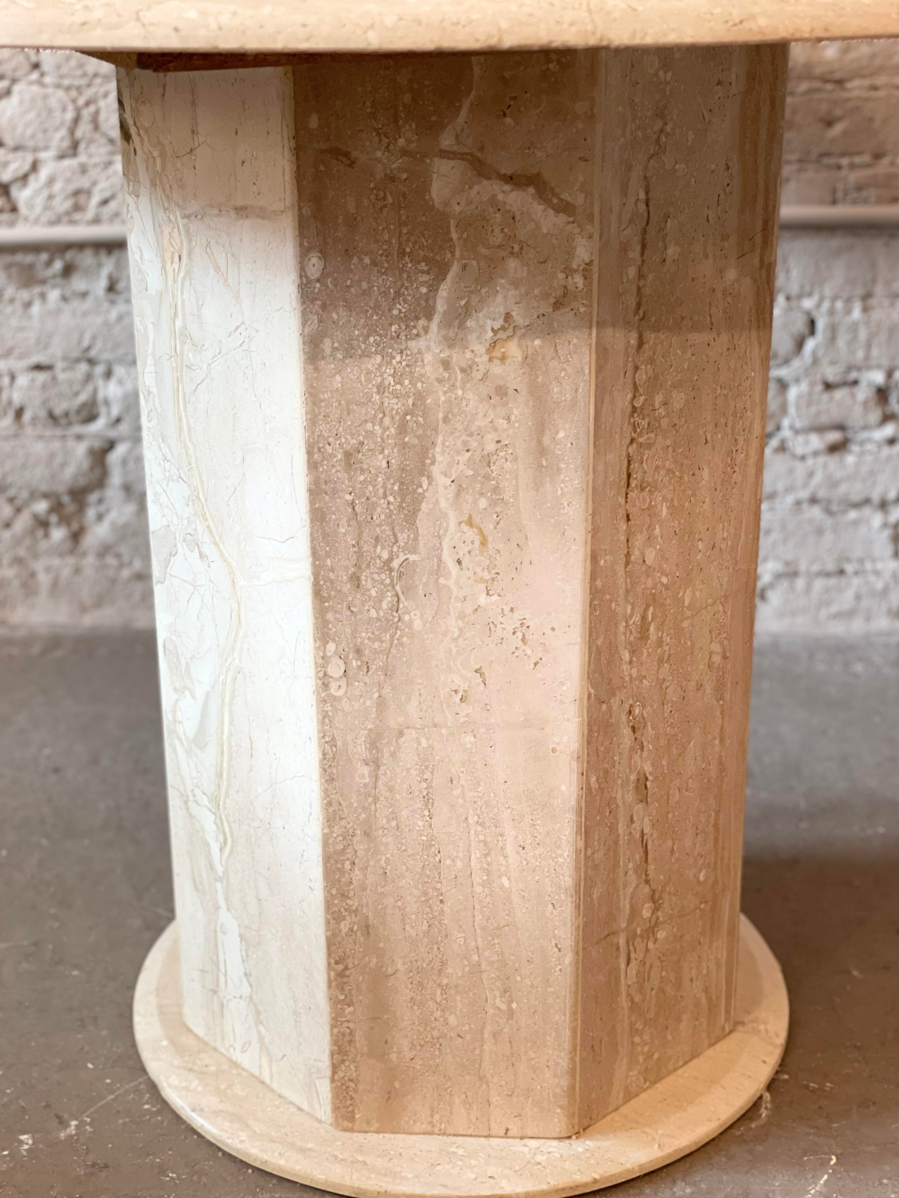 1980s Postmodern Travertine Honed Dining Table