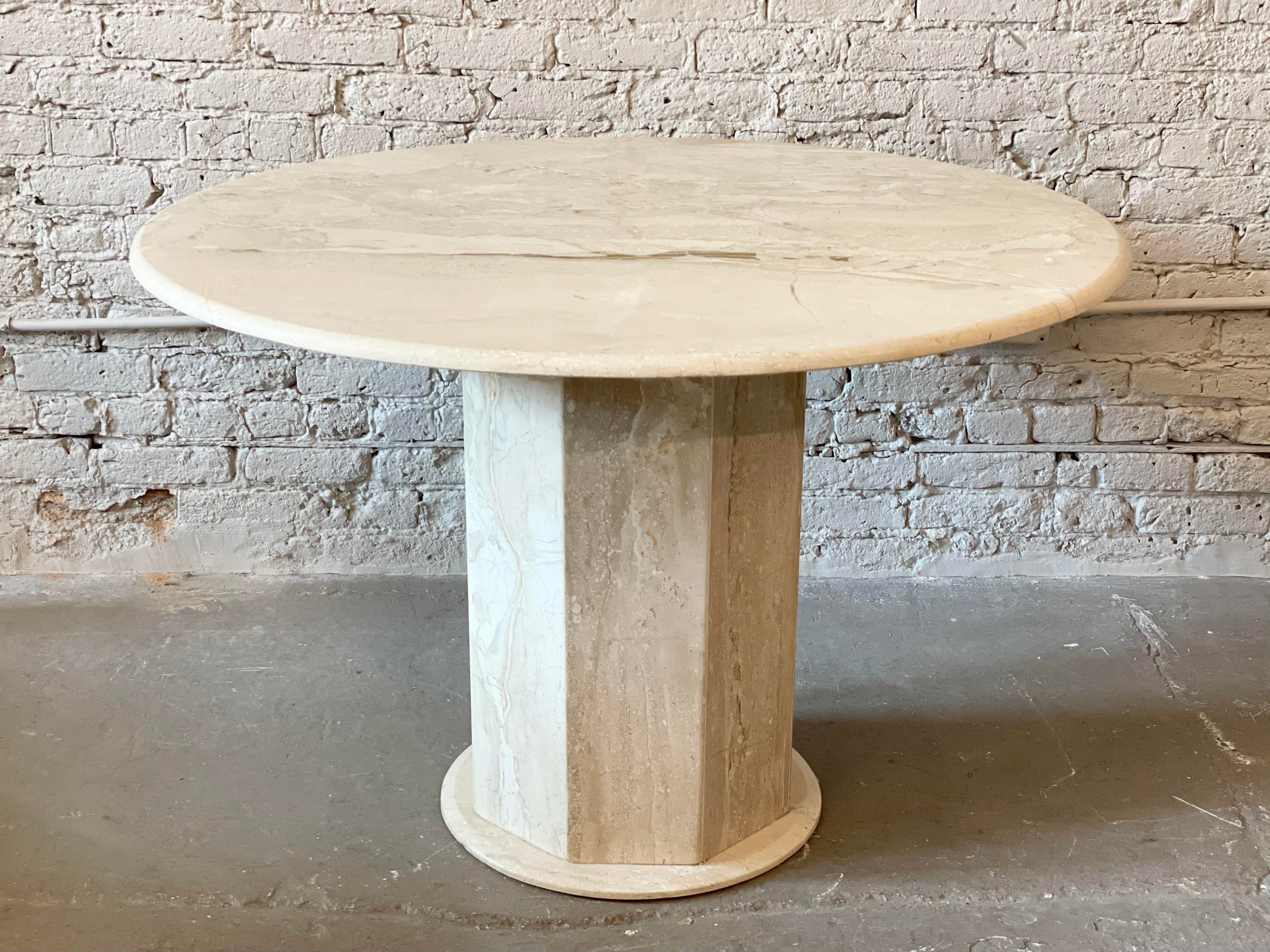 1980s Postmodern Travertine Honed Dining Table