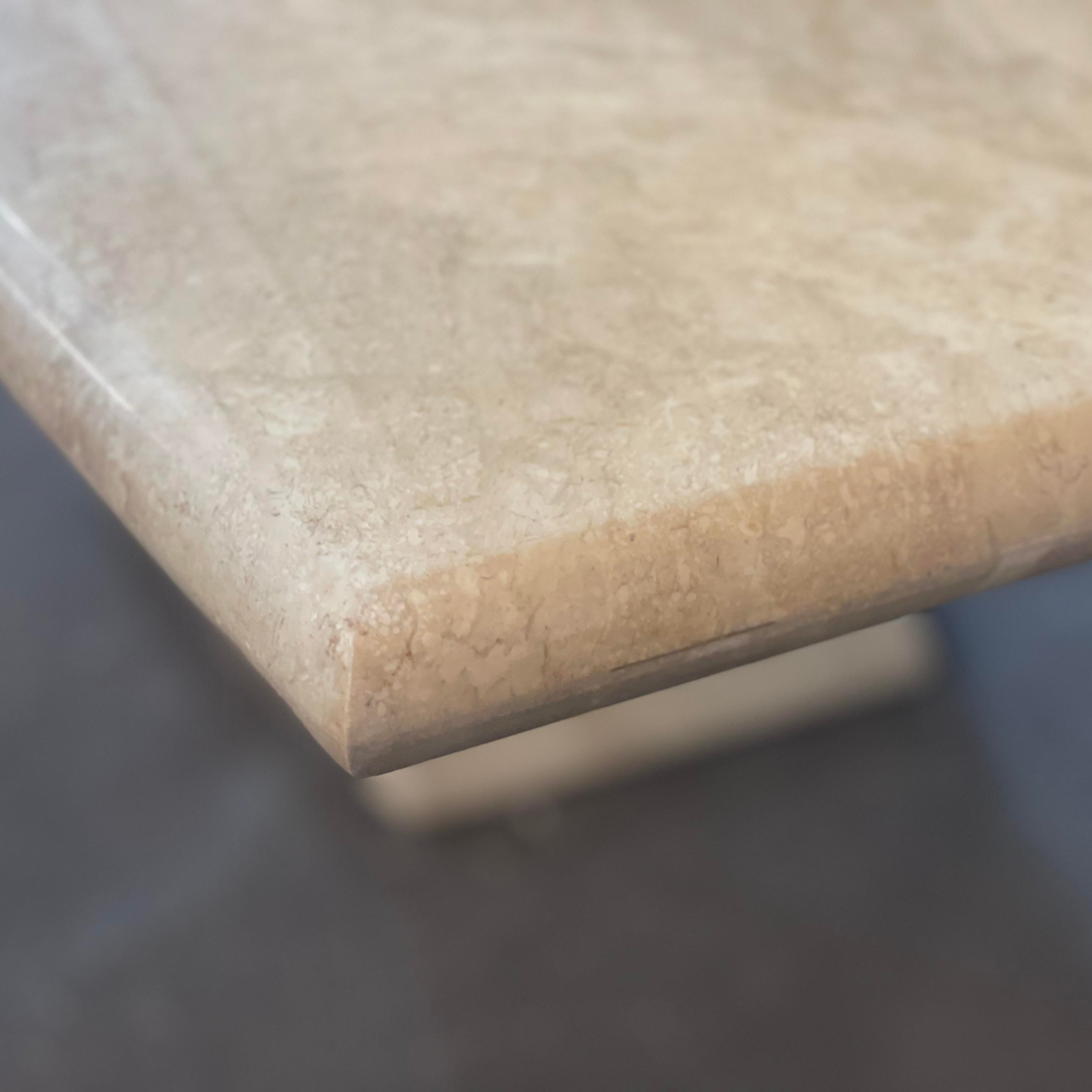 1980s Postmodern Travertine Pedestal Base Dining Table