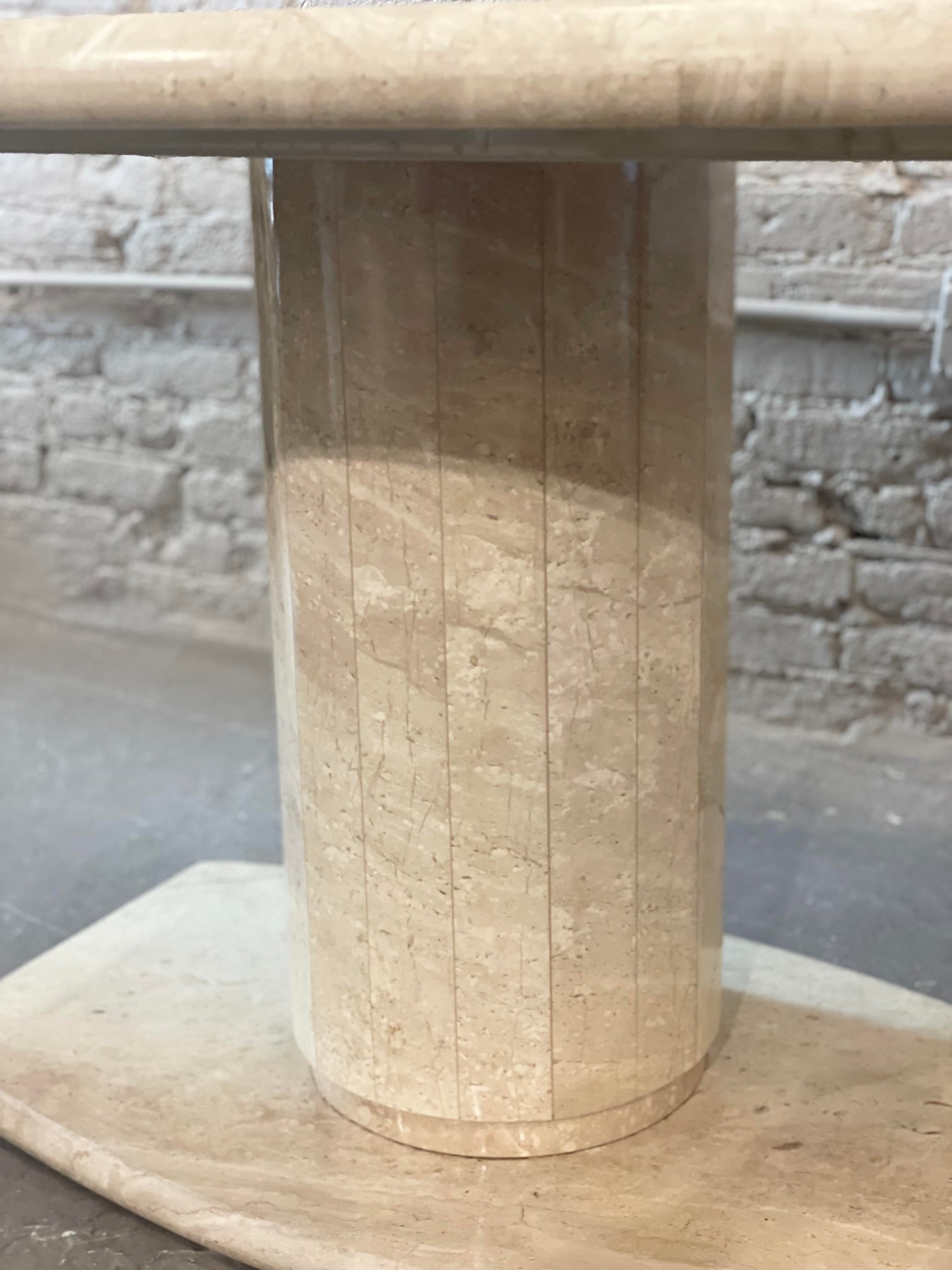 1980s Postmodern Travertine Pedestal Base Dining Table