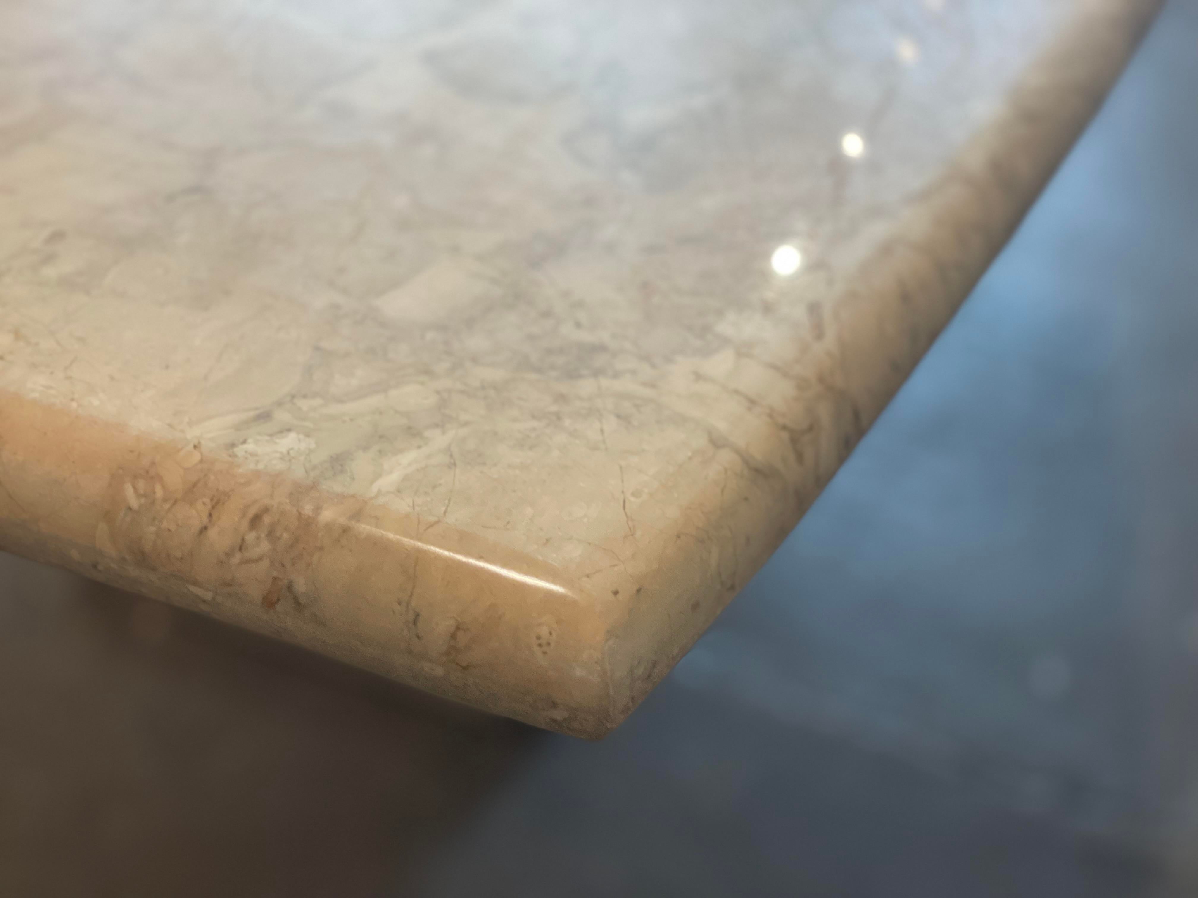 1980s Postmodern Travertine Pedestal Base Dining Table