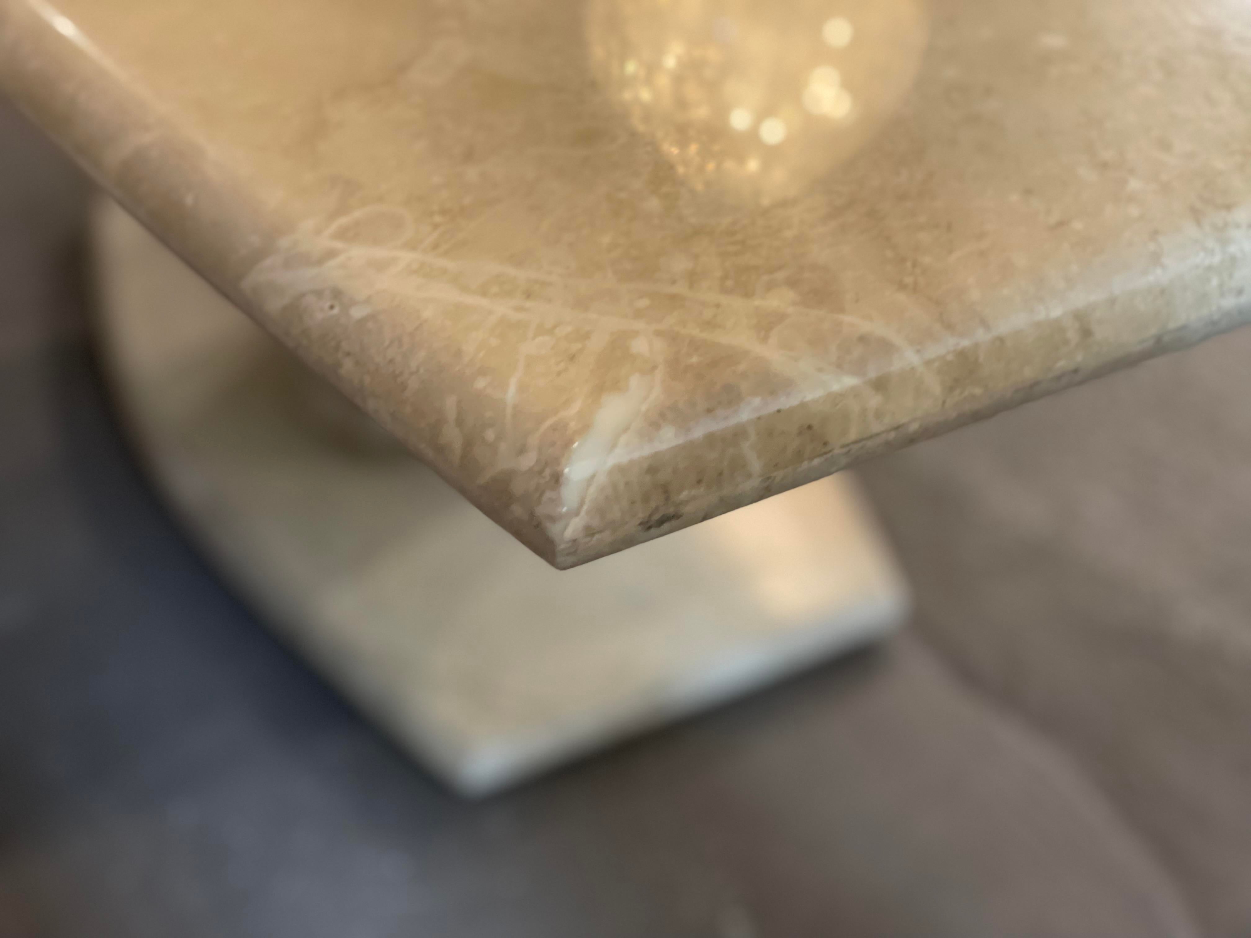 1980s Postmodern Travertine Pedestal Base Dining Table