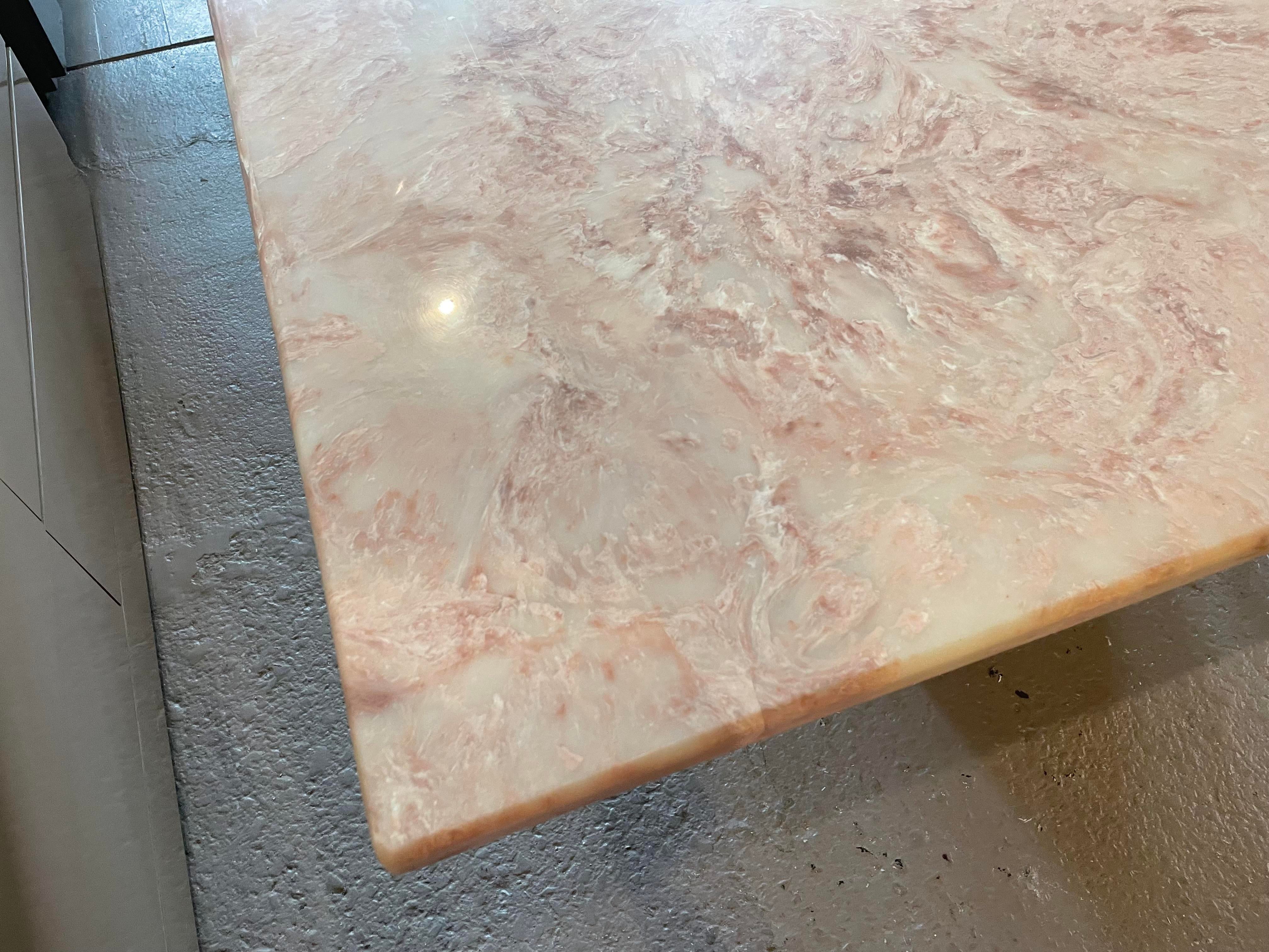 1980s Postmodern Vintage Blush Pink Marble Dining Table