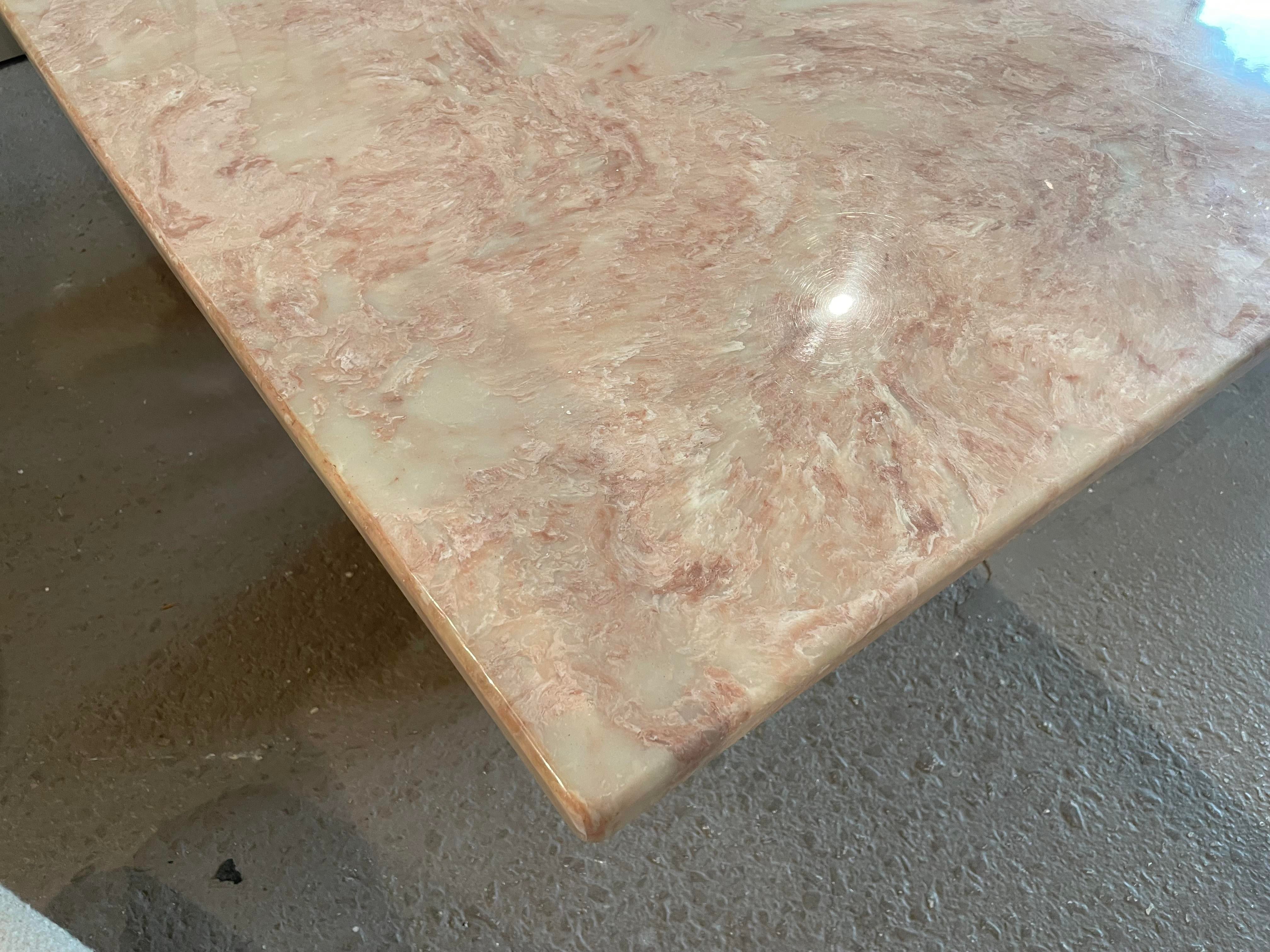 1980s Postmodern Vintage Blush Pink Marble Dining Table