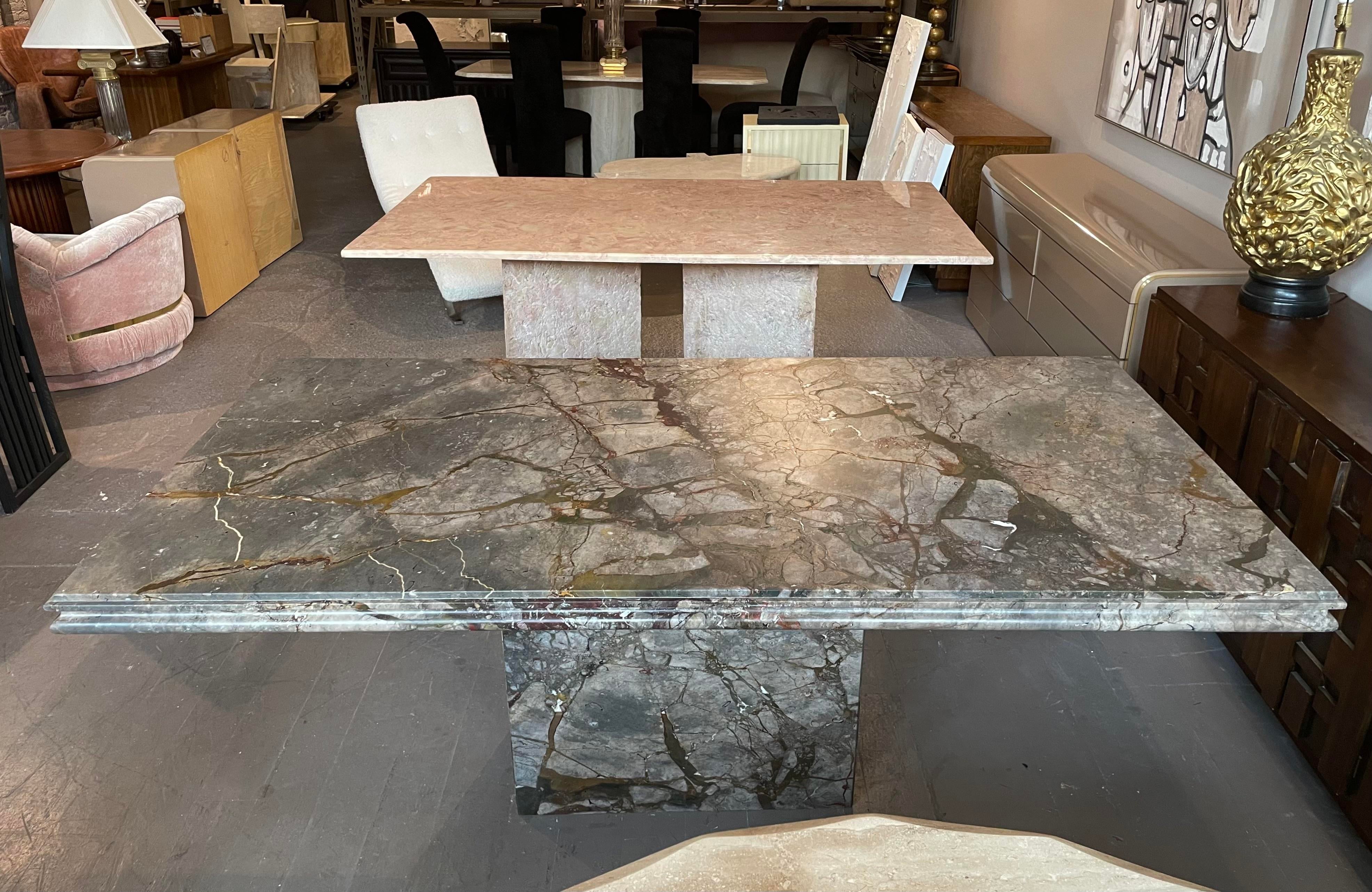 1980s Postmodern Vintage Emperado Honed Marble Dining Table