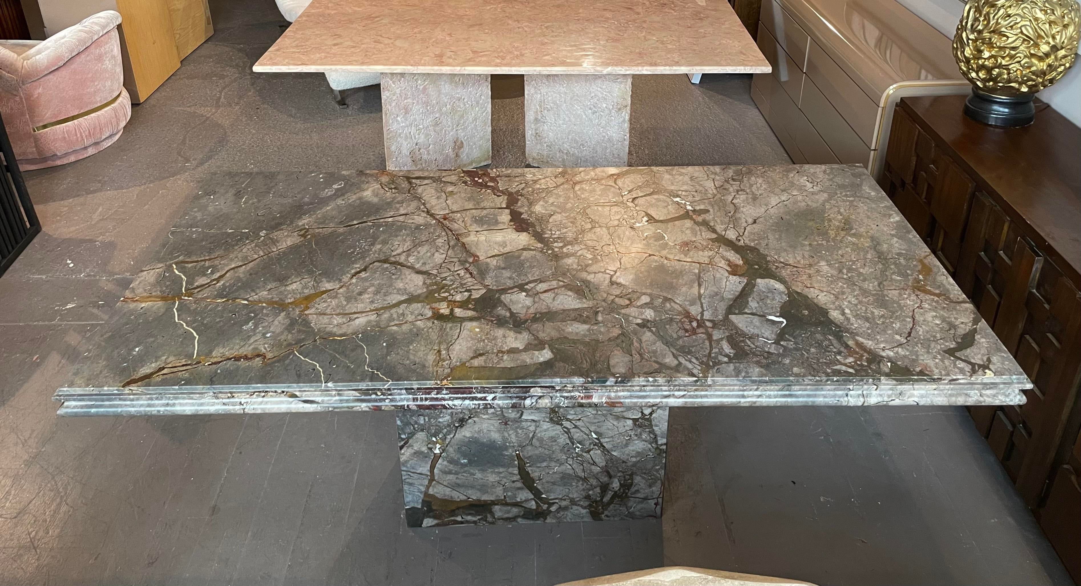 1980s Postmodern Vintage Emperado Honed Marble Dining Table