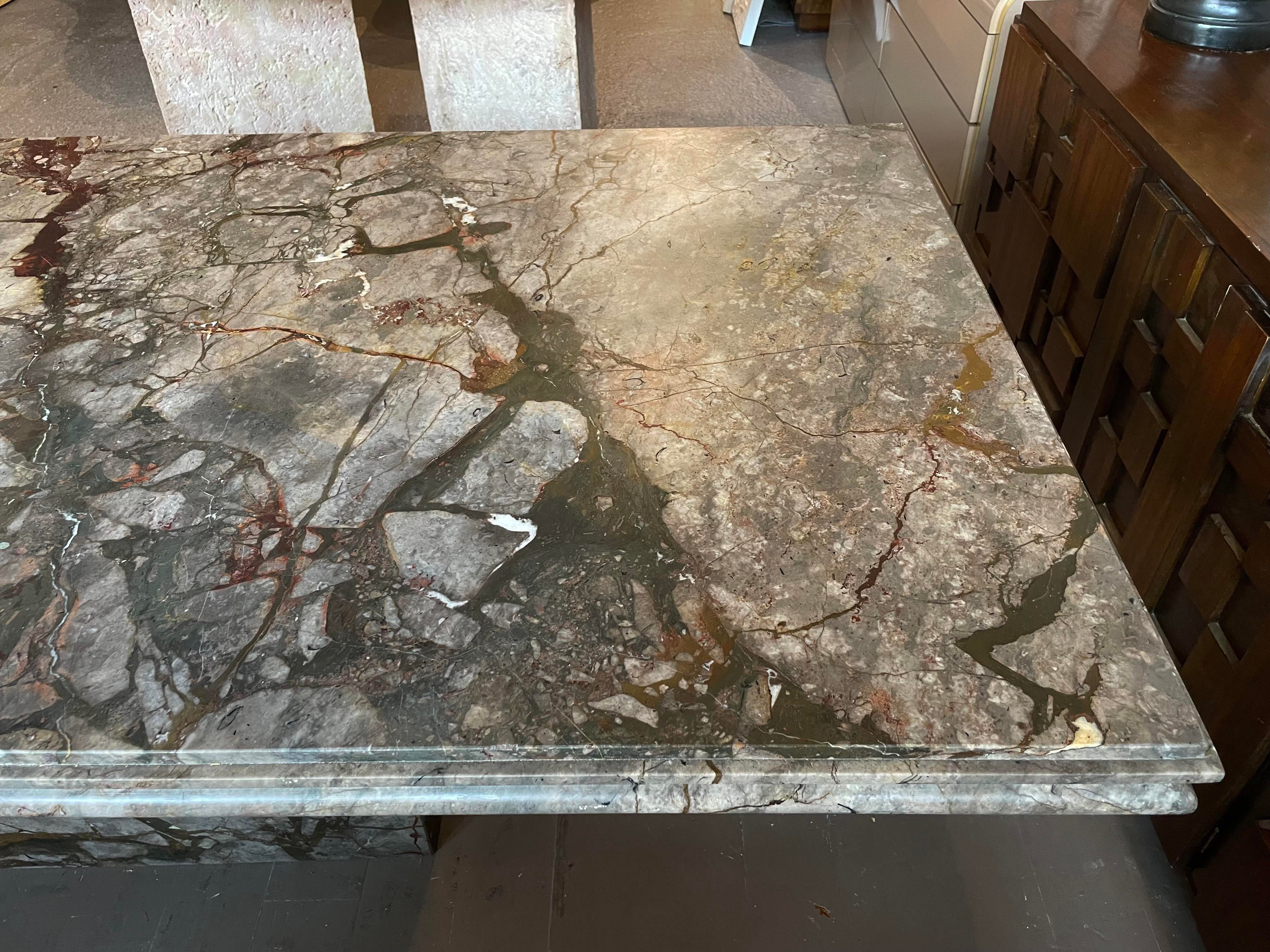 1980s Postmodern Vintage Emperado Honed Marble Dining Table