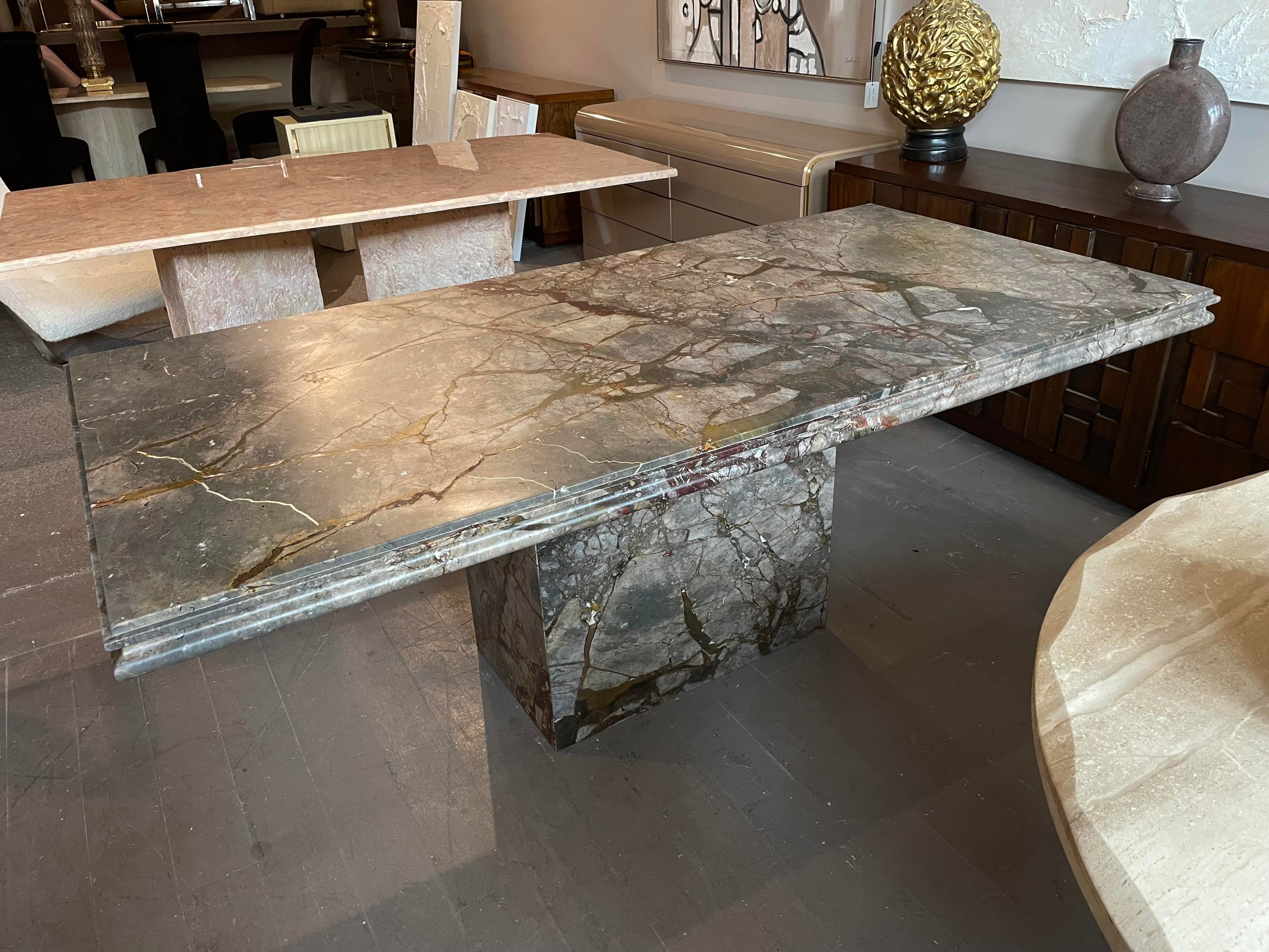 1980s Postmodern Vintage Emperado Honed Marble Dining Table
