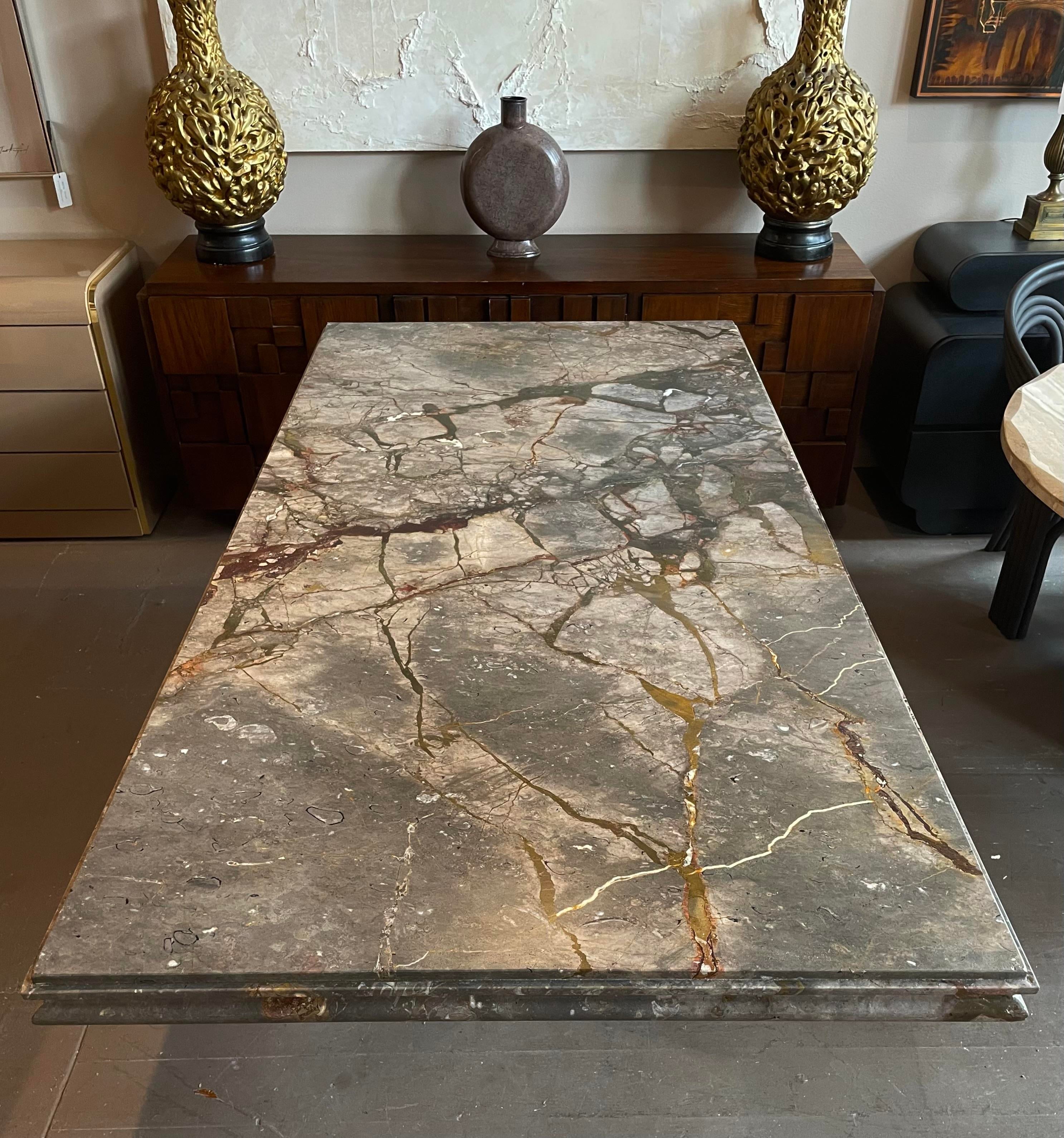 1980s Postmodern Vintage Emperado Honed Marble Dining Table
