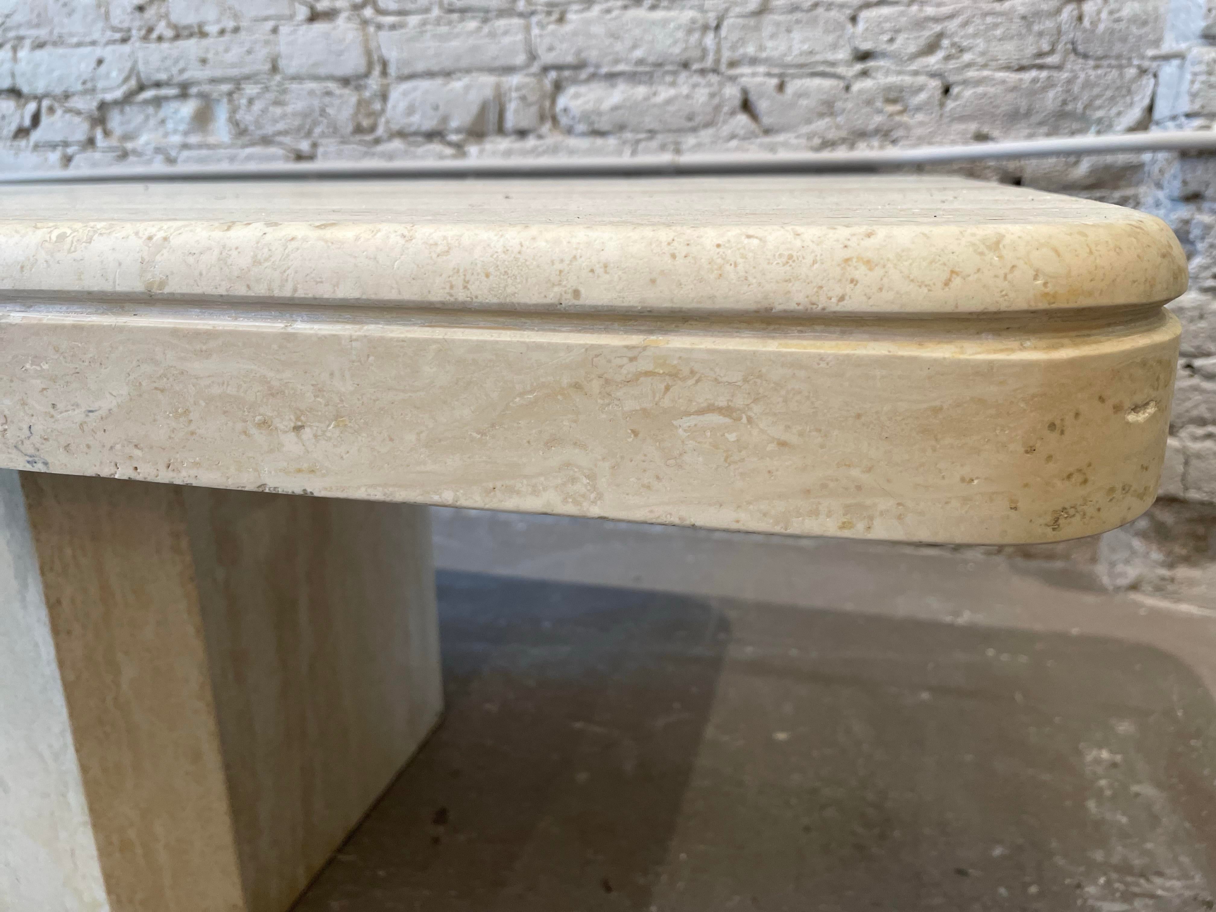 1980s Postmodern Vintage Honed Travertine Coffee Table