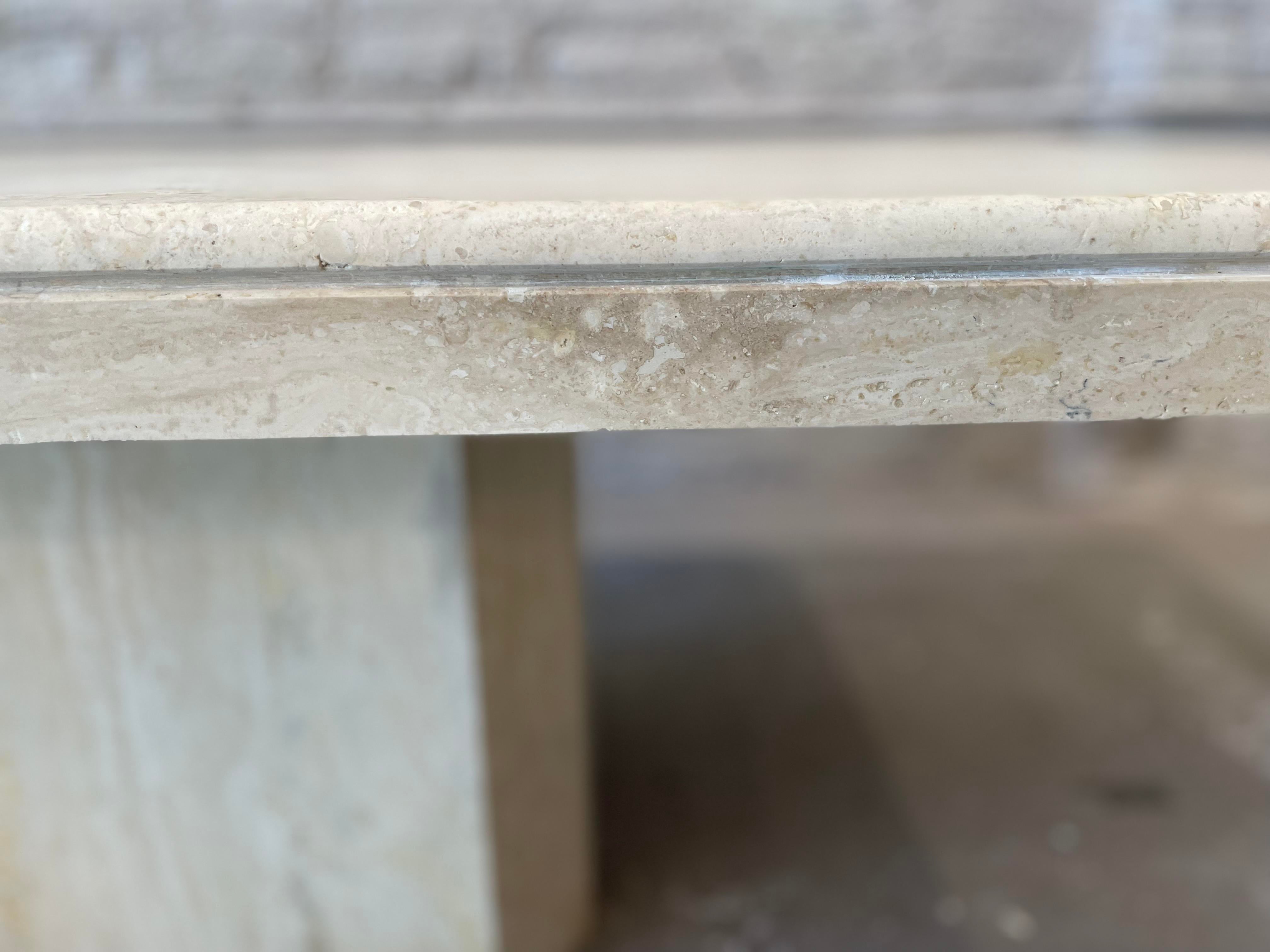 1980s Postmodern Vintage Honed Travertine Coffee Table