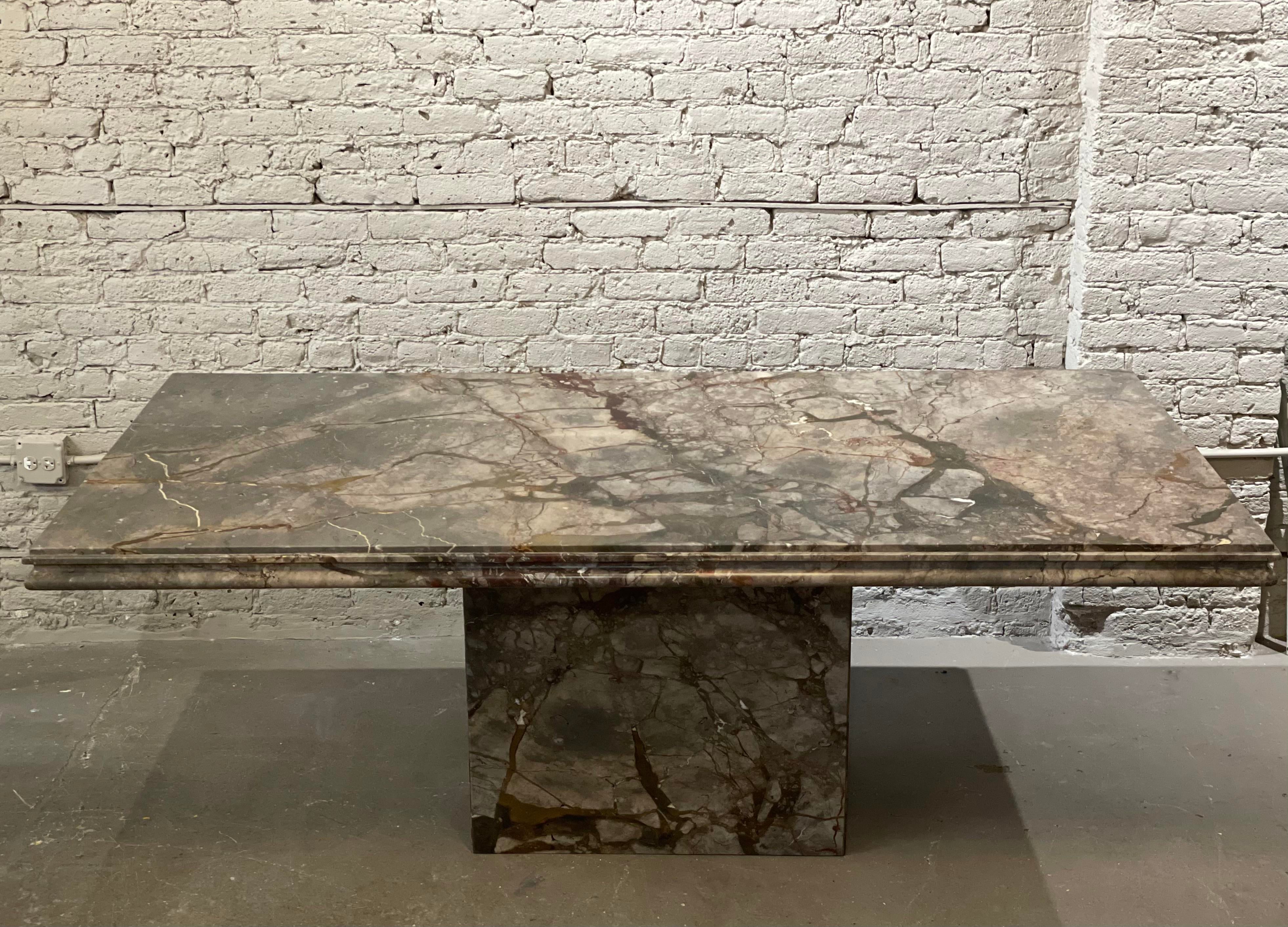 1980s Postmodern Vintage Italian Emperado Marble Honed Dining Table