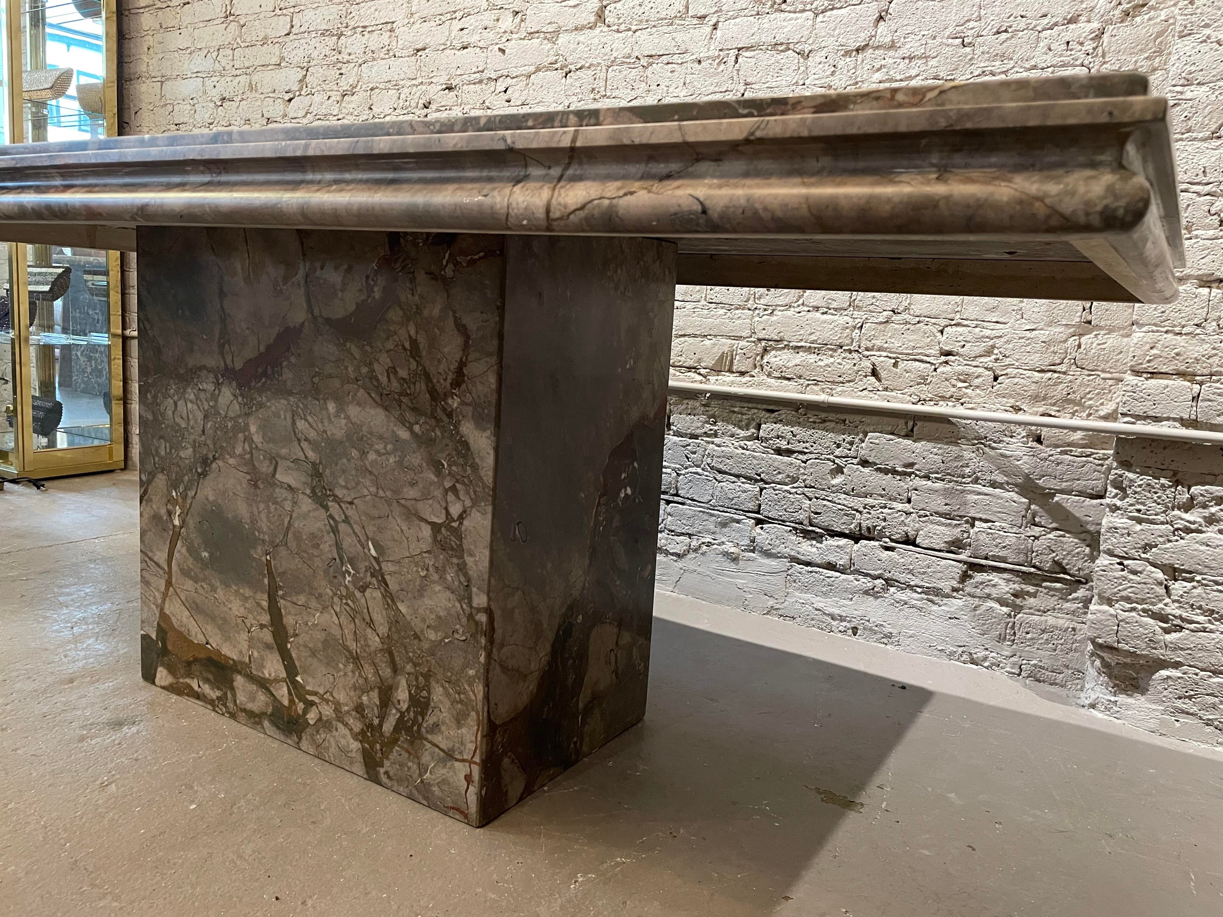 1980s Postmodern Vintage Italian Emperado Marble Honed Dining Table