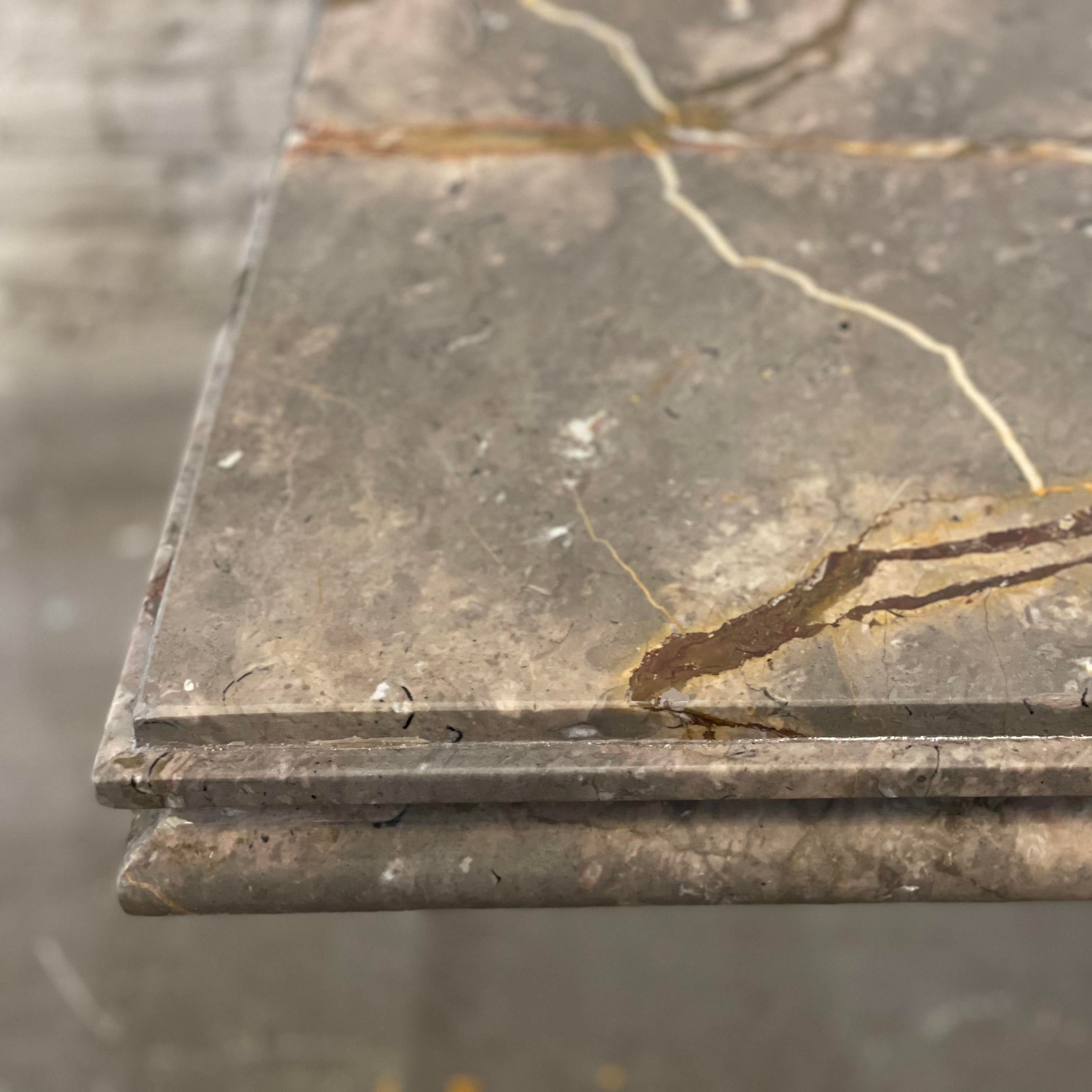 1980s Postmodern Vintage Italian Emperado Marble Honed Dining Table