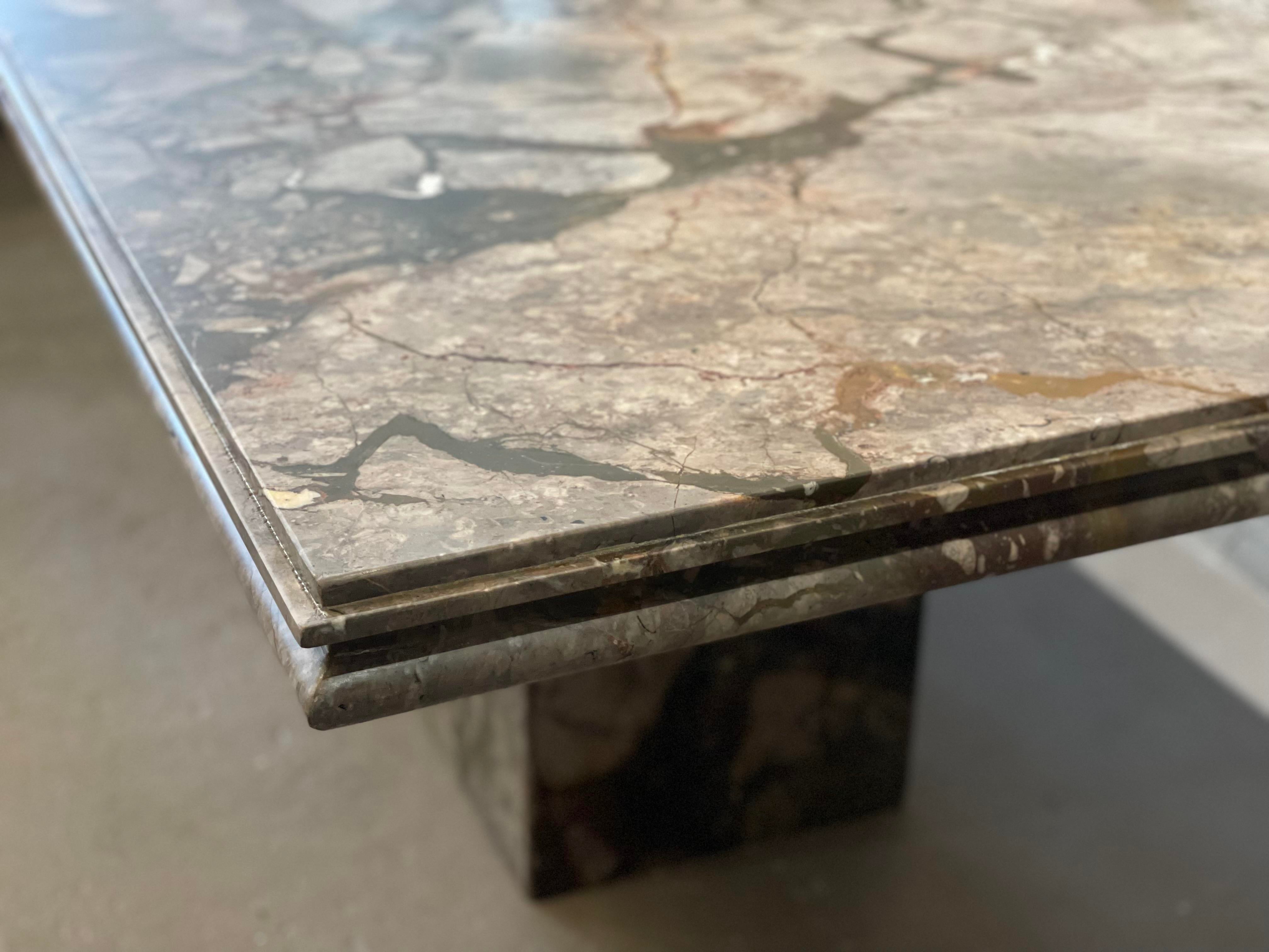 1980s Postmodern Vintage Italian Emperado Marble Honed Dining Table