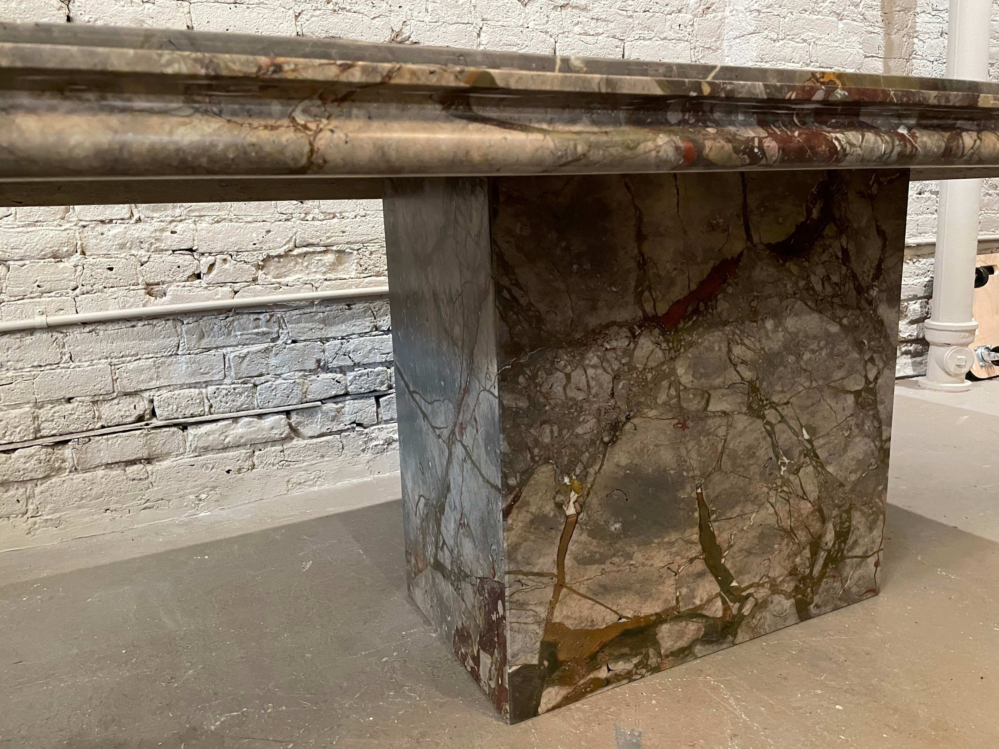 1980s Postmodern Vintage Italian Emperado Marble Honed Dining Table
