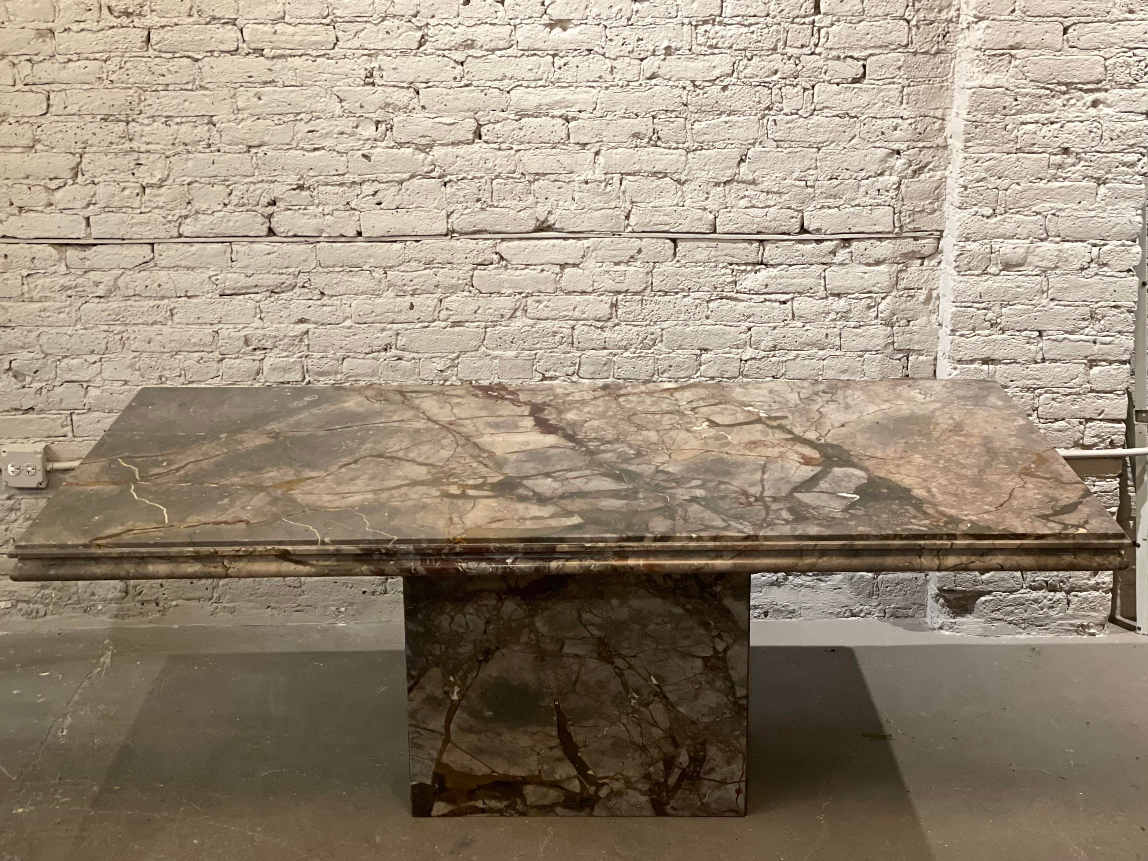 1980s Postmodern Vintage Italian Emperado Marble Honed Dining Table