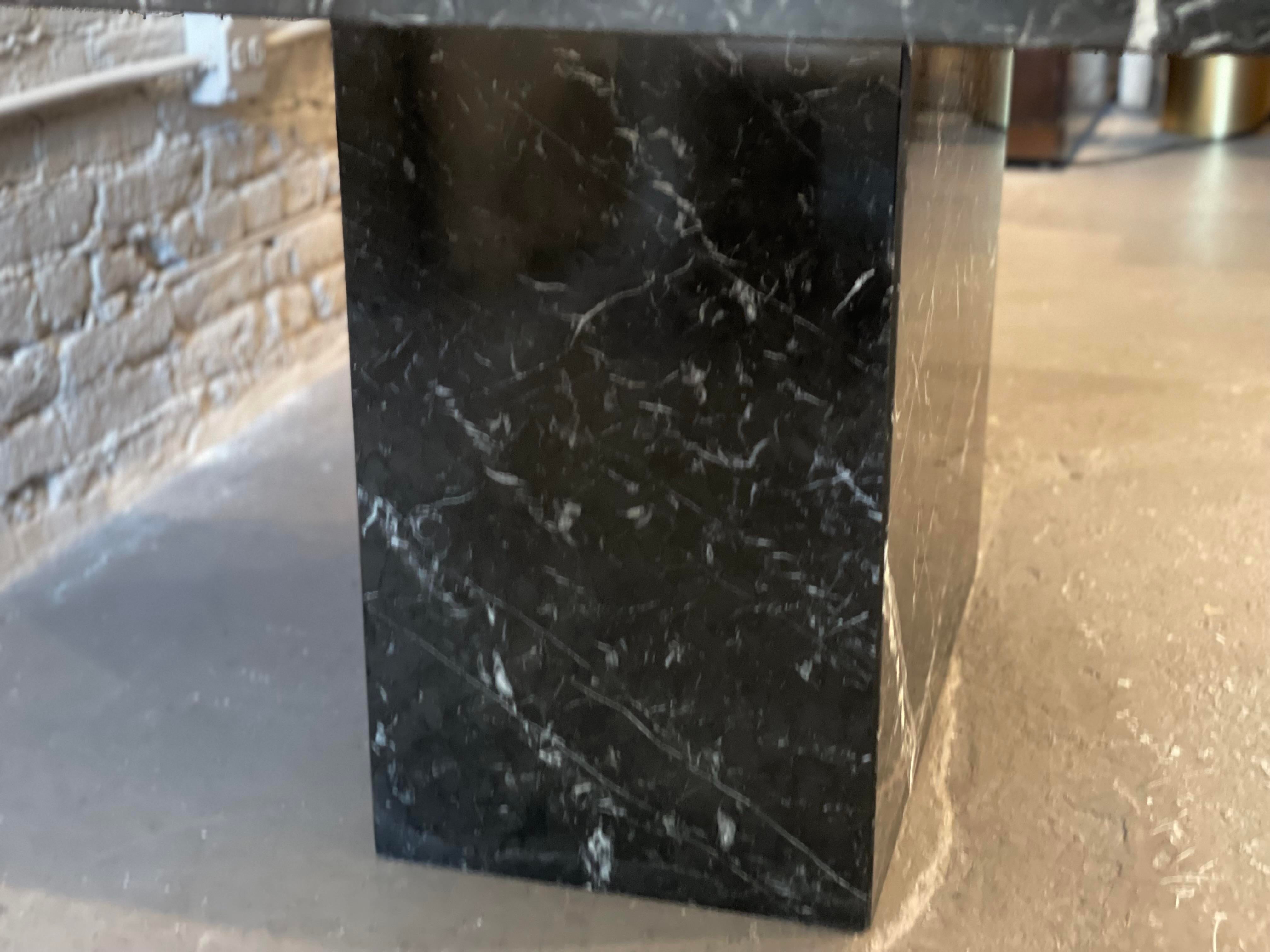 1980s Postmodern Vintage Nero Marquina Black Marble Dining Table with Scalloped Edge