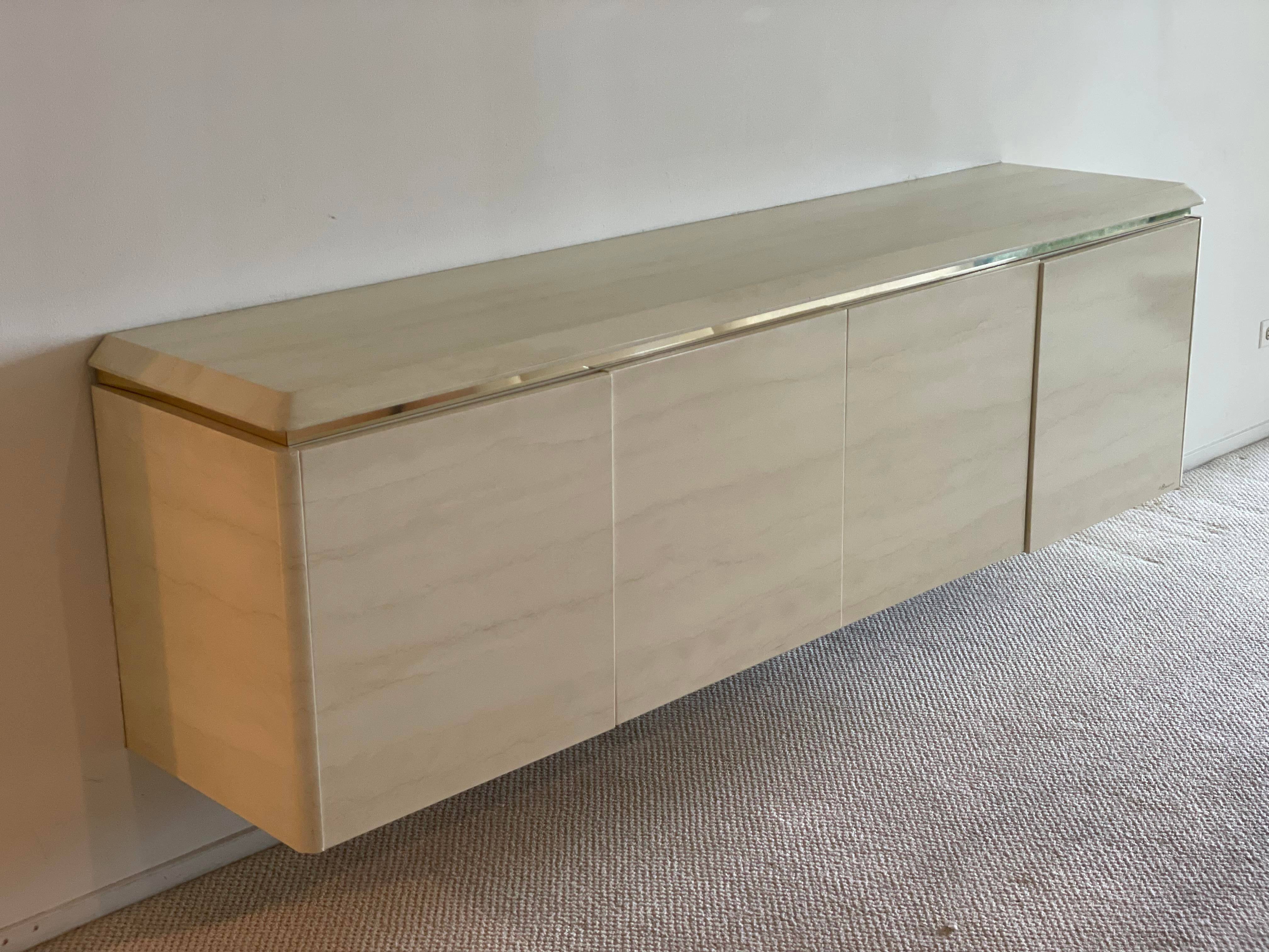 1980s Postmodern Wall Mount Credenza Sideboard Buffet Signed