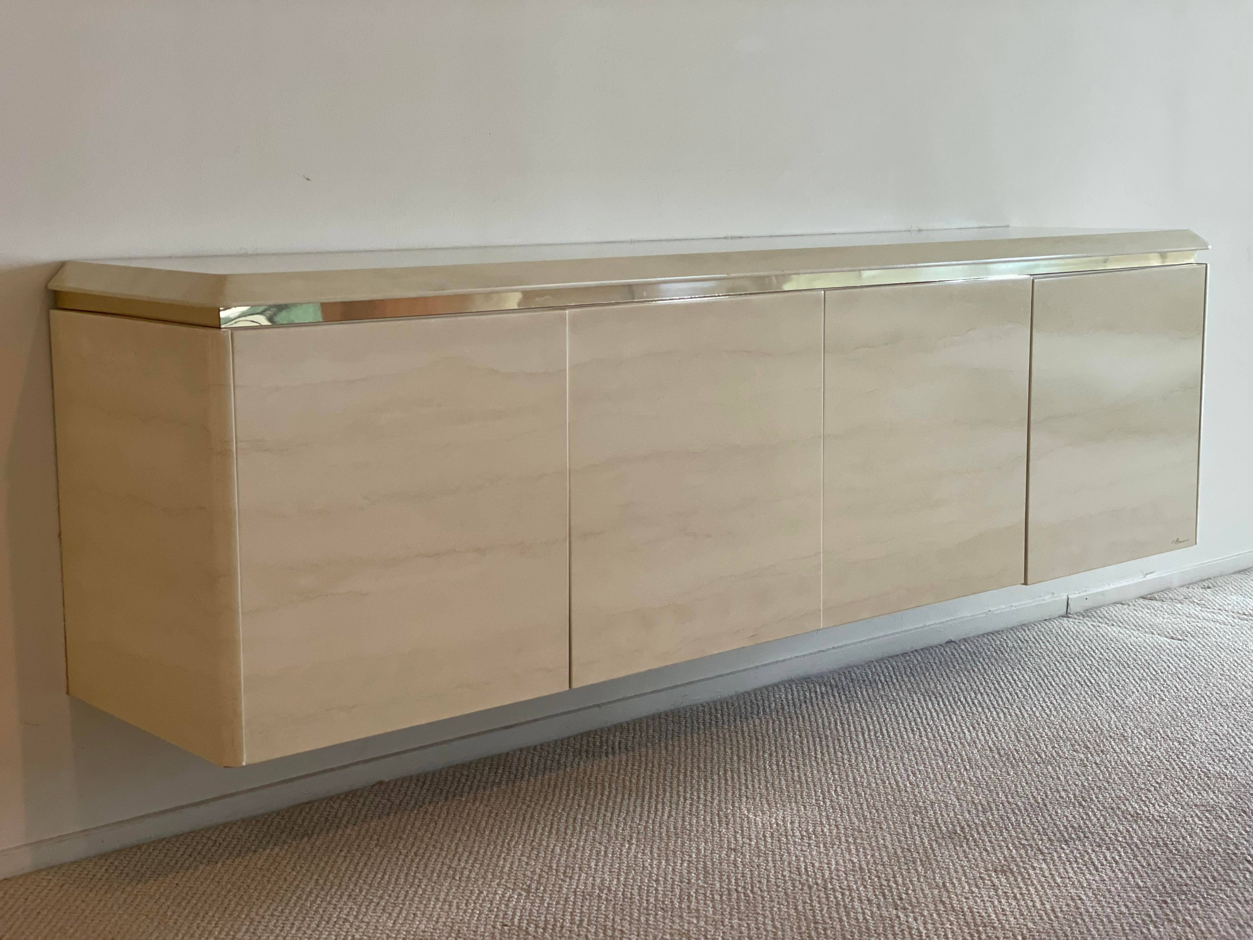 1980s Postmodern Wall Mount Credenza Sideboard Buffet Signed