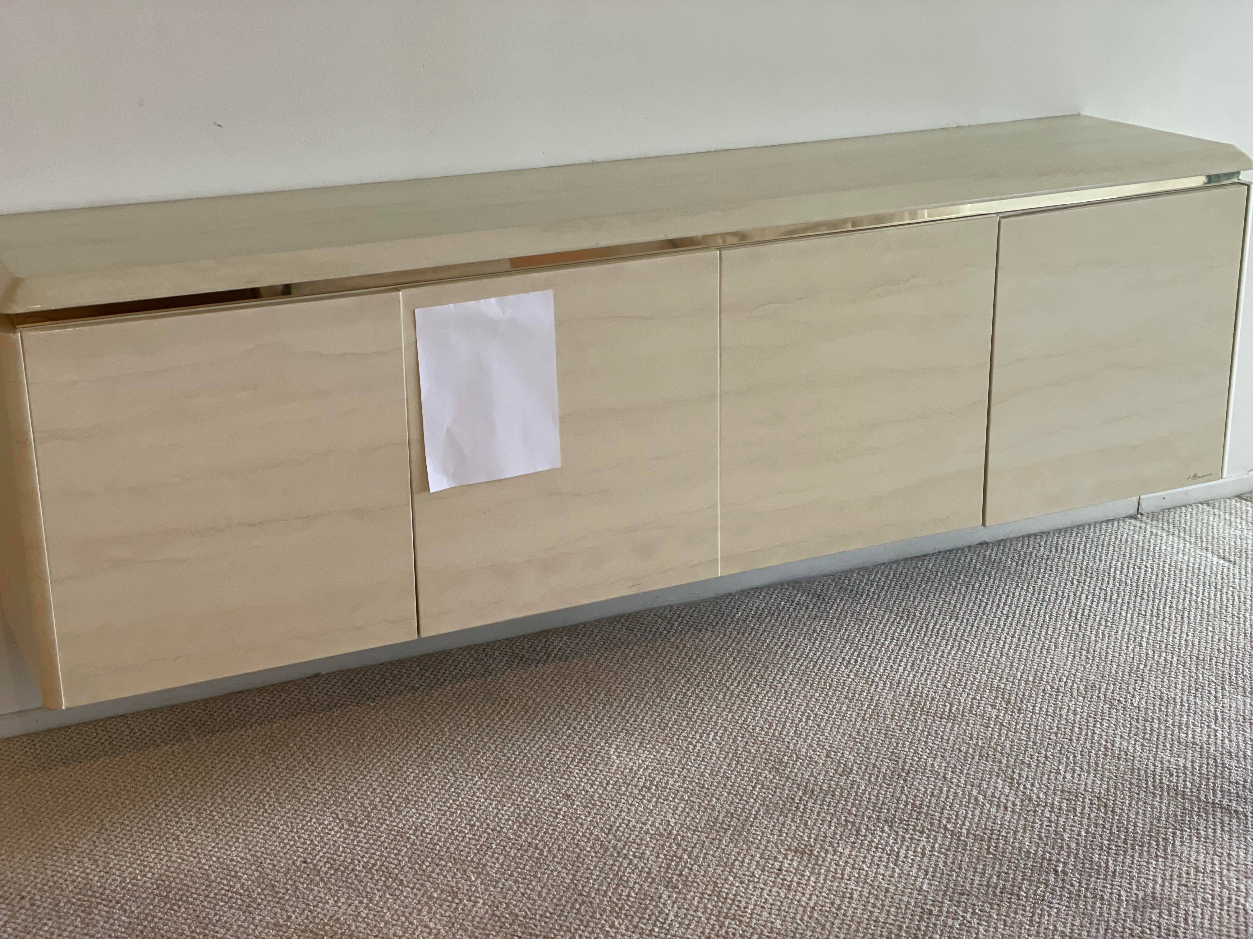 1980s Postmodern Wall Mount Credenza Sideboard Buffet Signed
