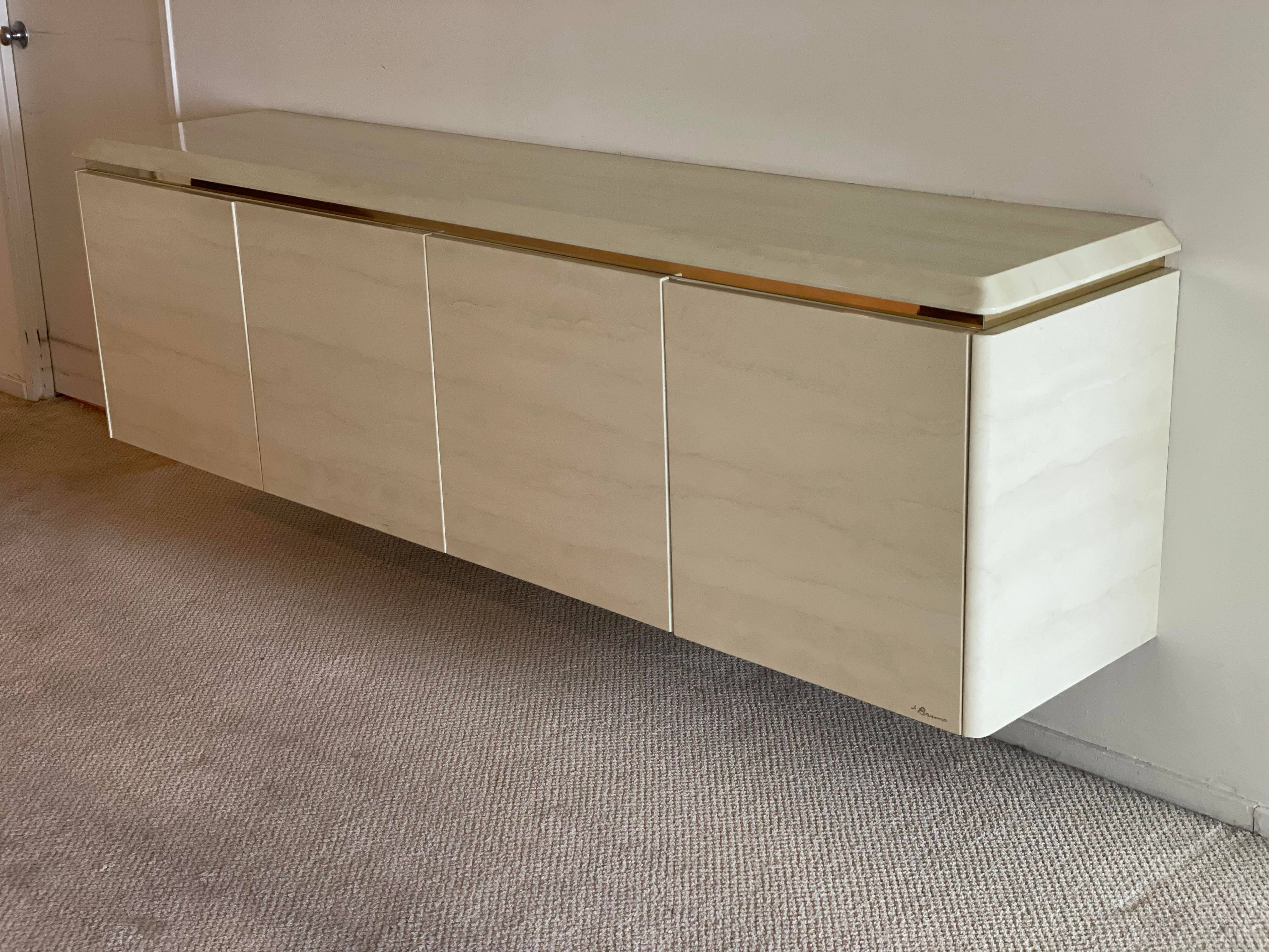 1980s Postmodern Wall Mount Credenza Sideboard Buffet Signed