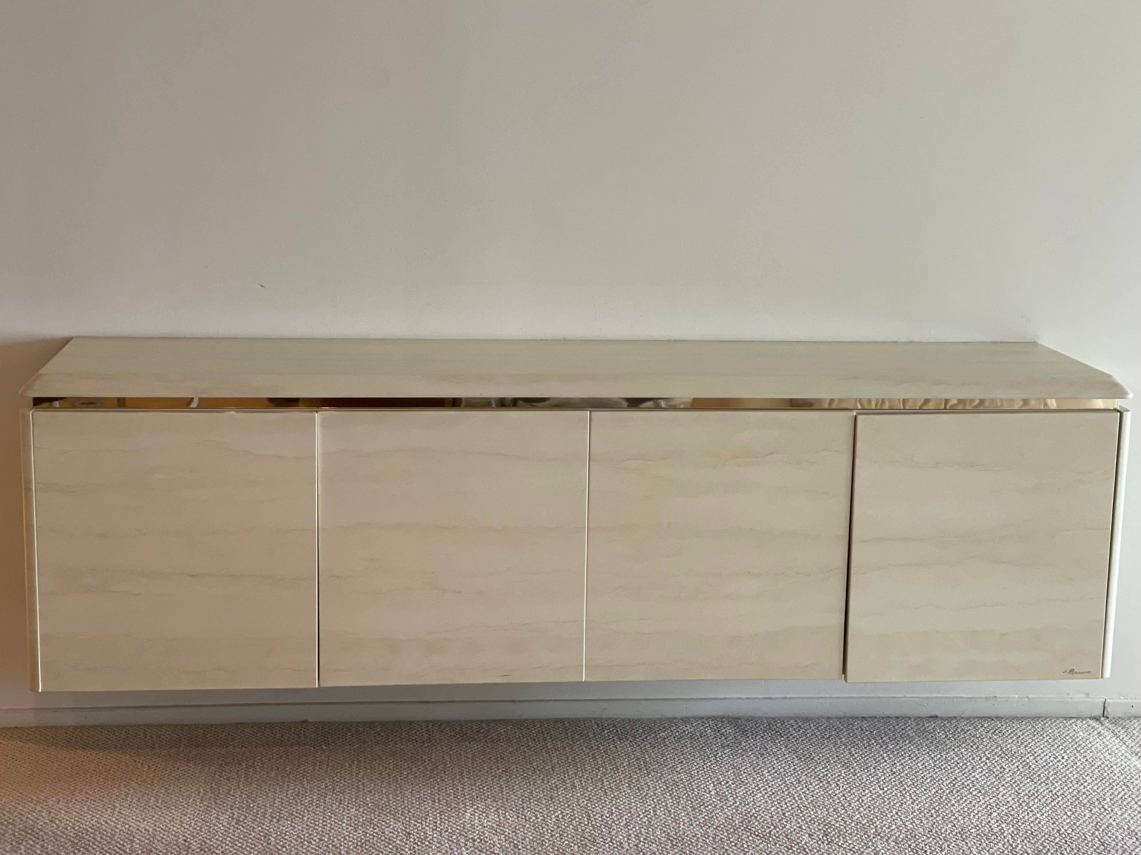 1980s Postmodern Wall Mount Credenza Sideboard Buffet Signed