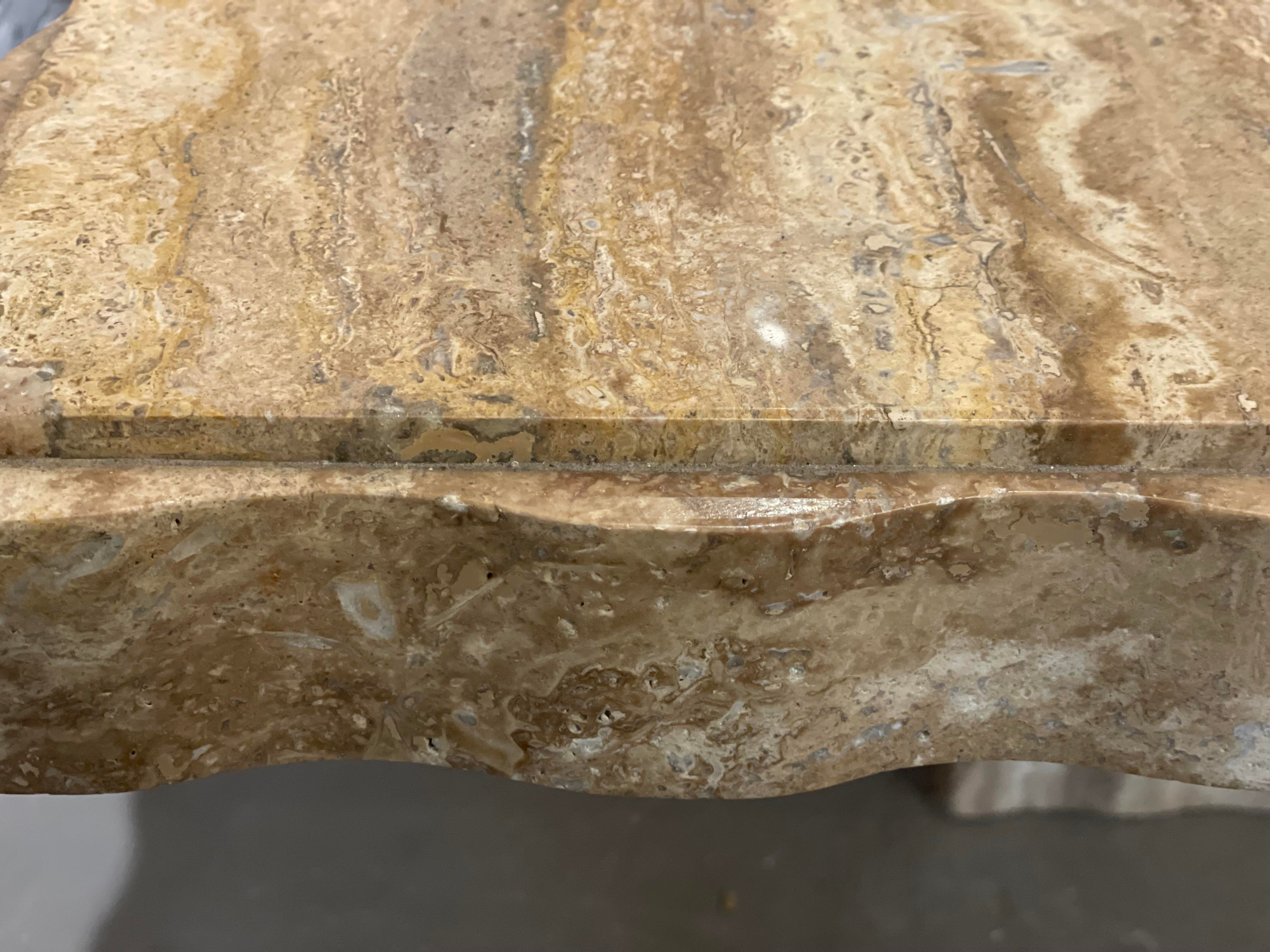 1980s Postmodern Walnut Travertine Dining Table With Scalloped Edge