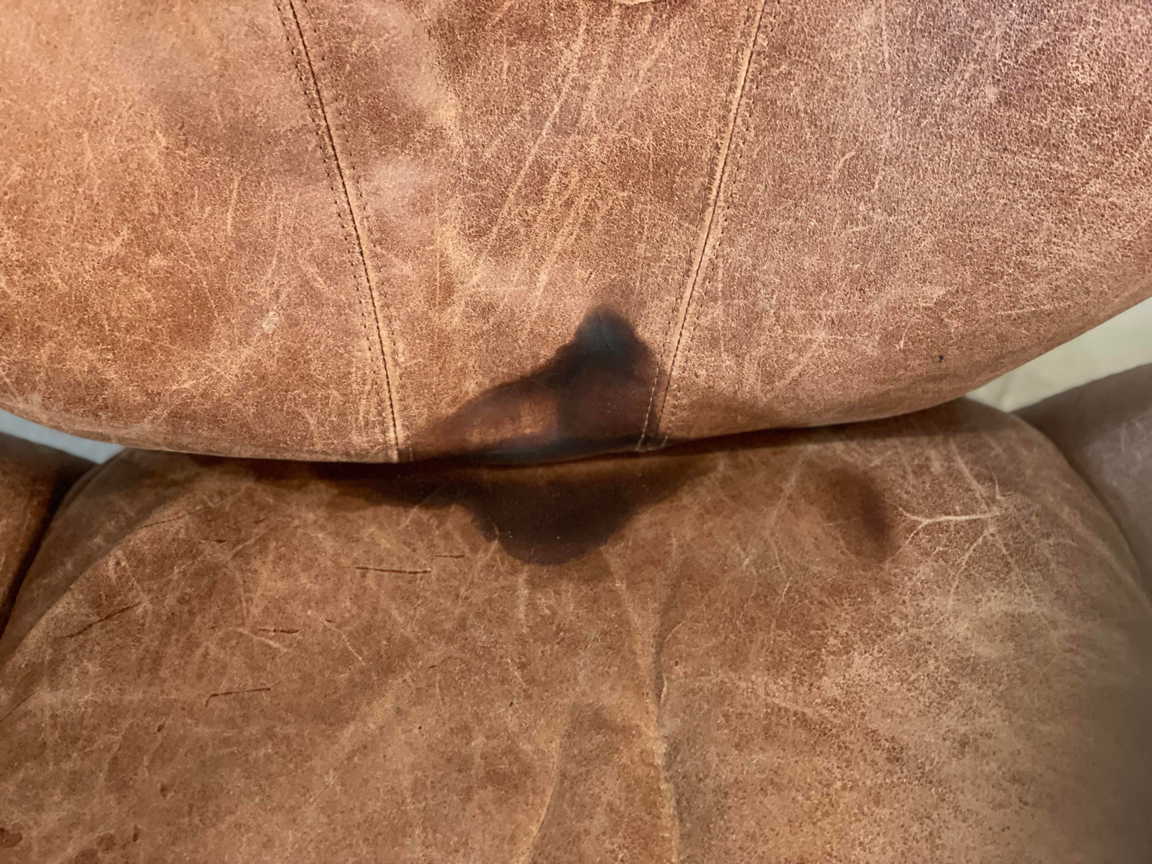 1980s Sculptural Postmodern Distressed Leather Chair
