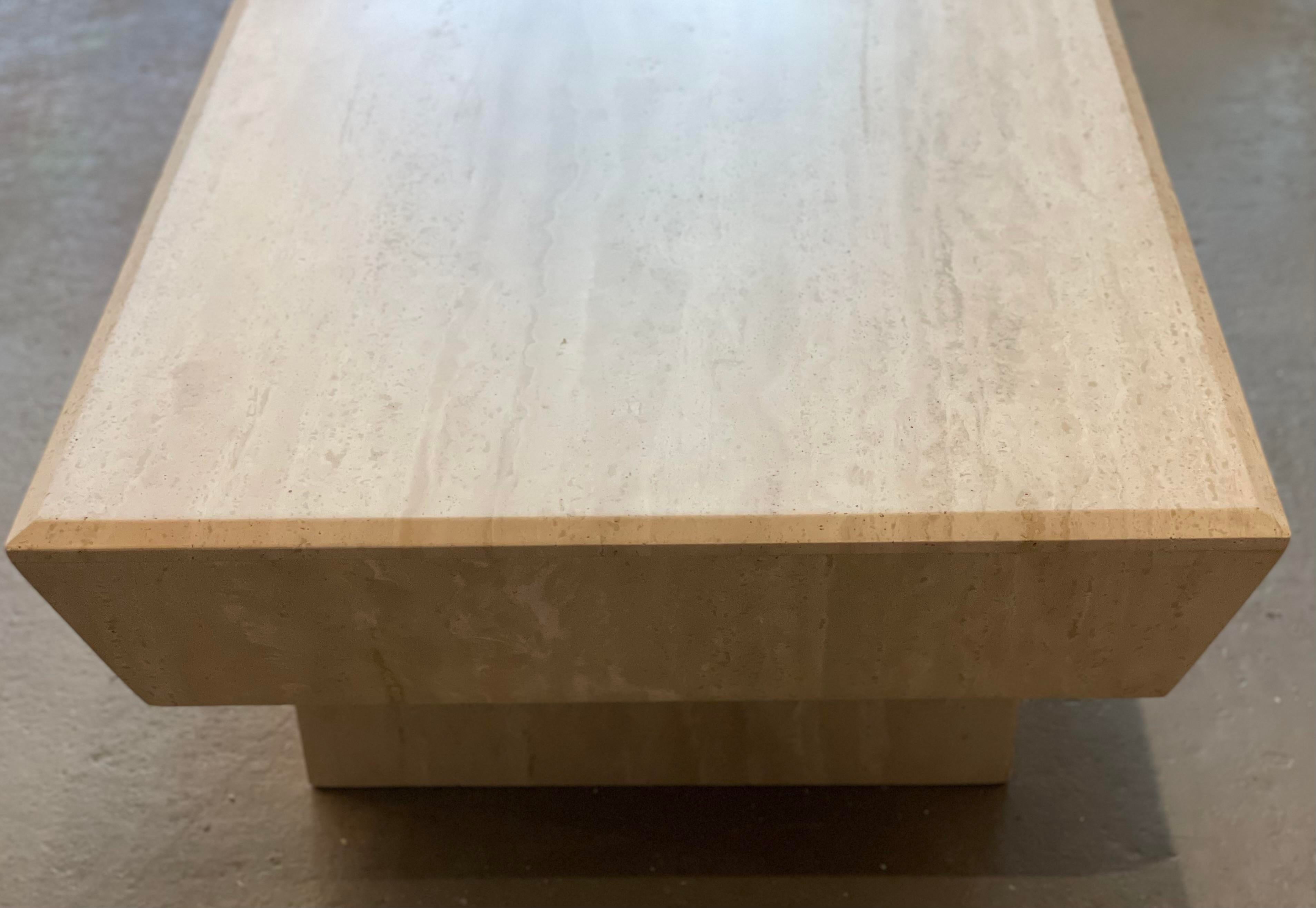 1980s Travertine Postmodern Vintage Coffee Table With Angled Edge