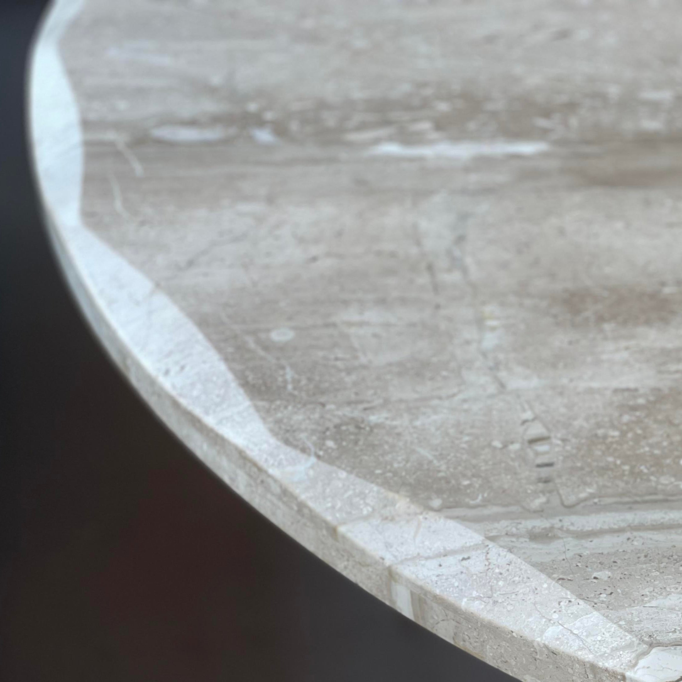 1980s Travertine Scalloped Edge Postmodern Dining Table