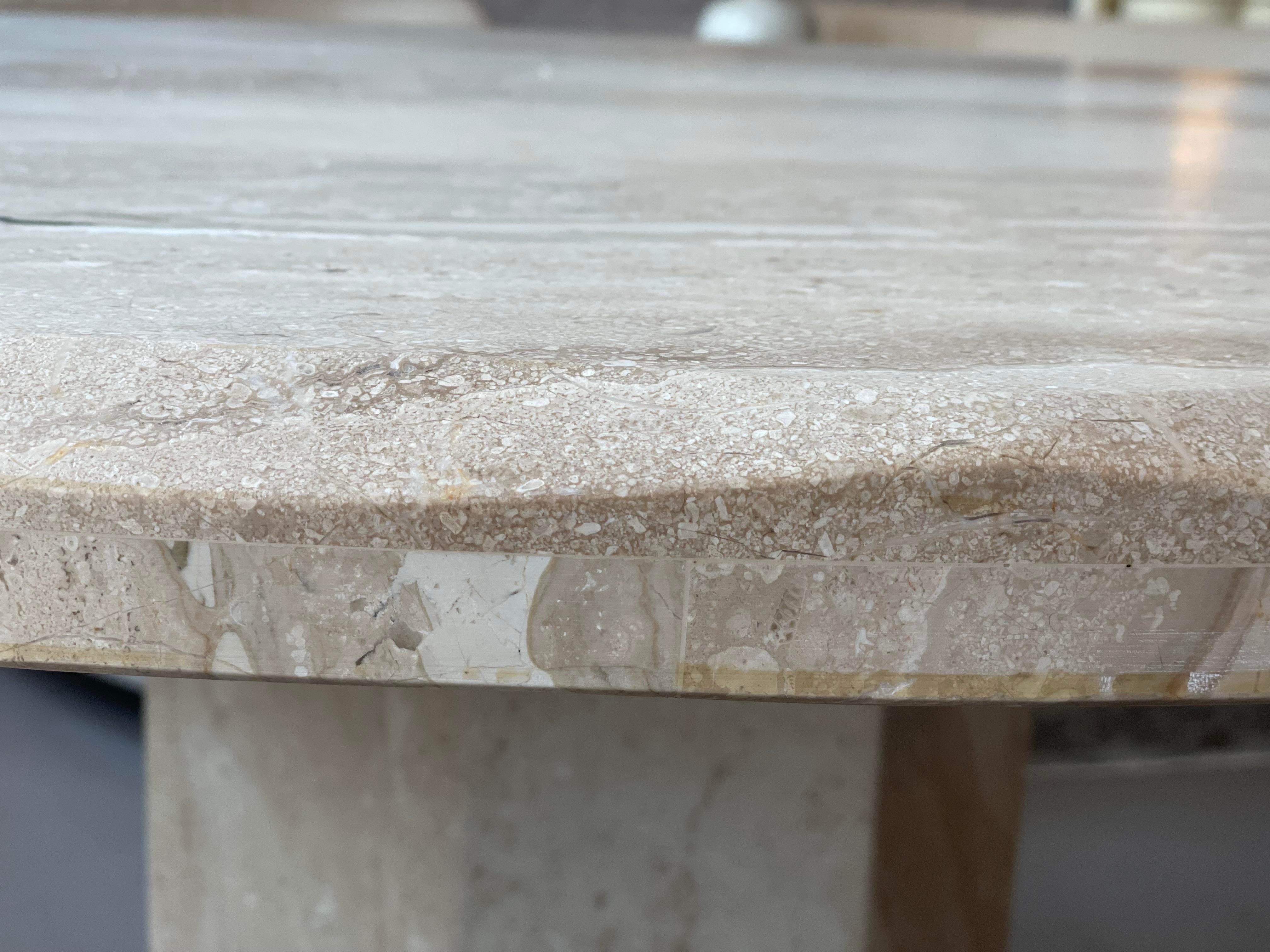 1980s Travertine Scalloped Edge Postmodern Dining Table