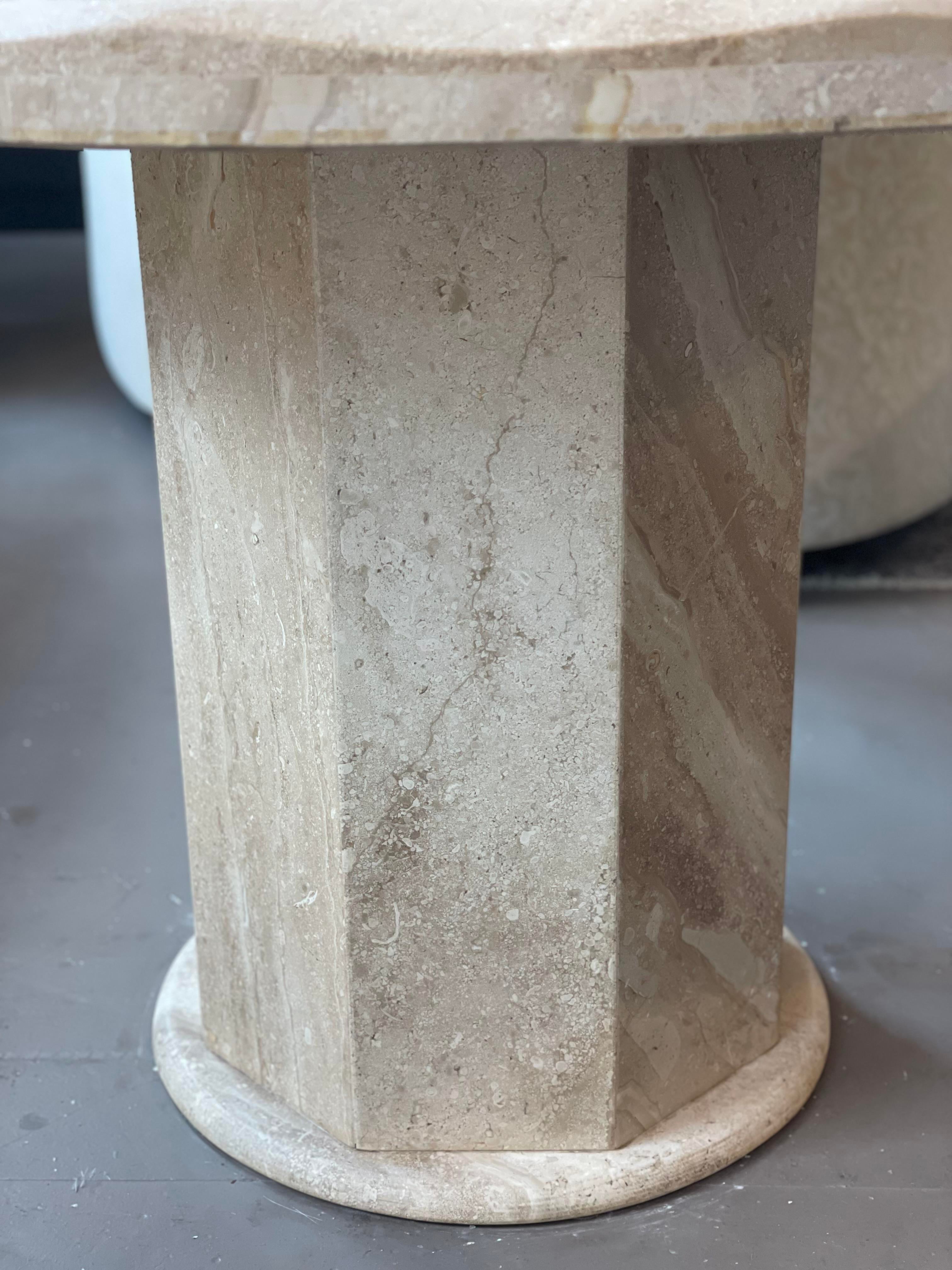1980s Travertine Scalloped Edge Postmodern Dining Table