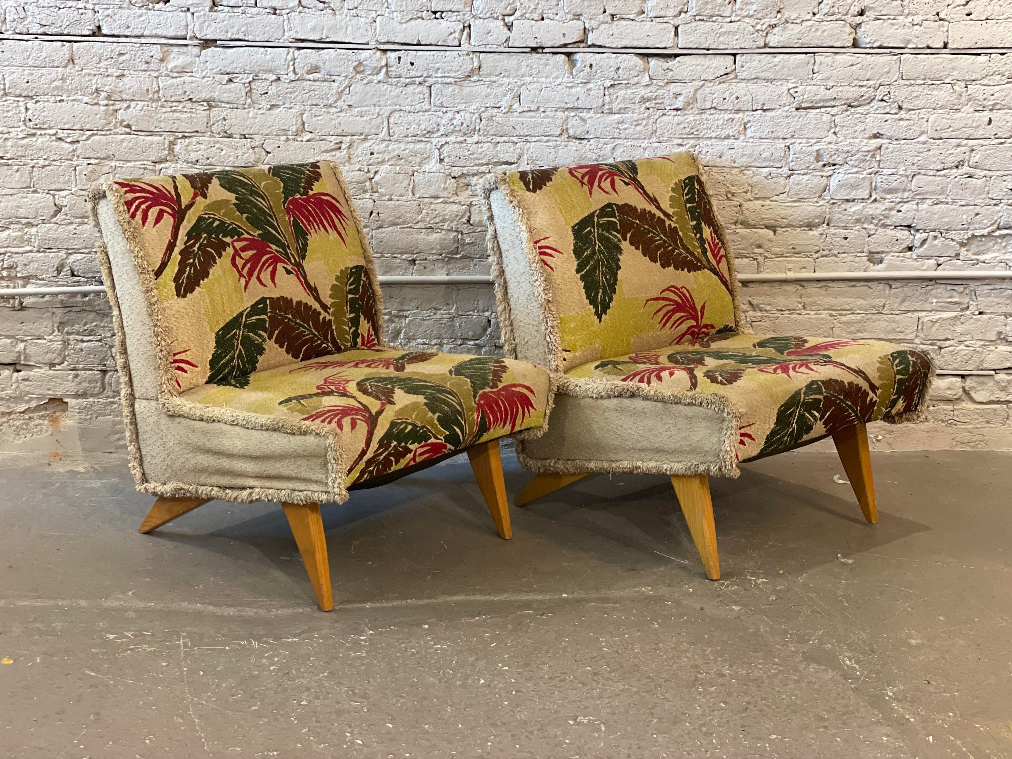 1980s Vintage Armless Lounge Chairs - a Pair