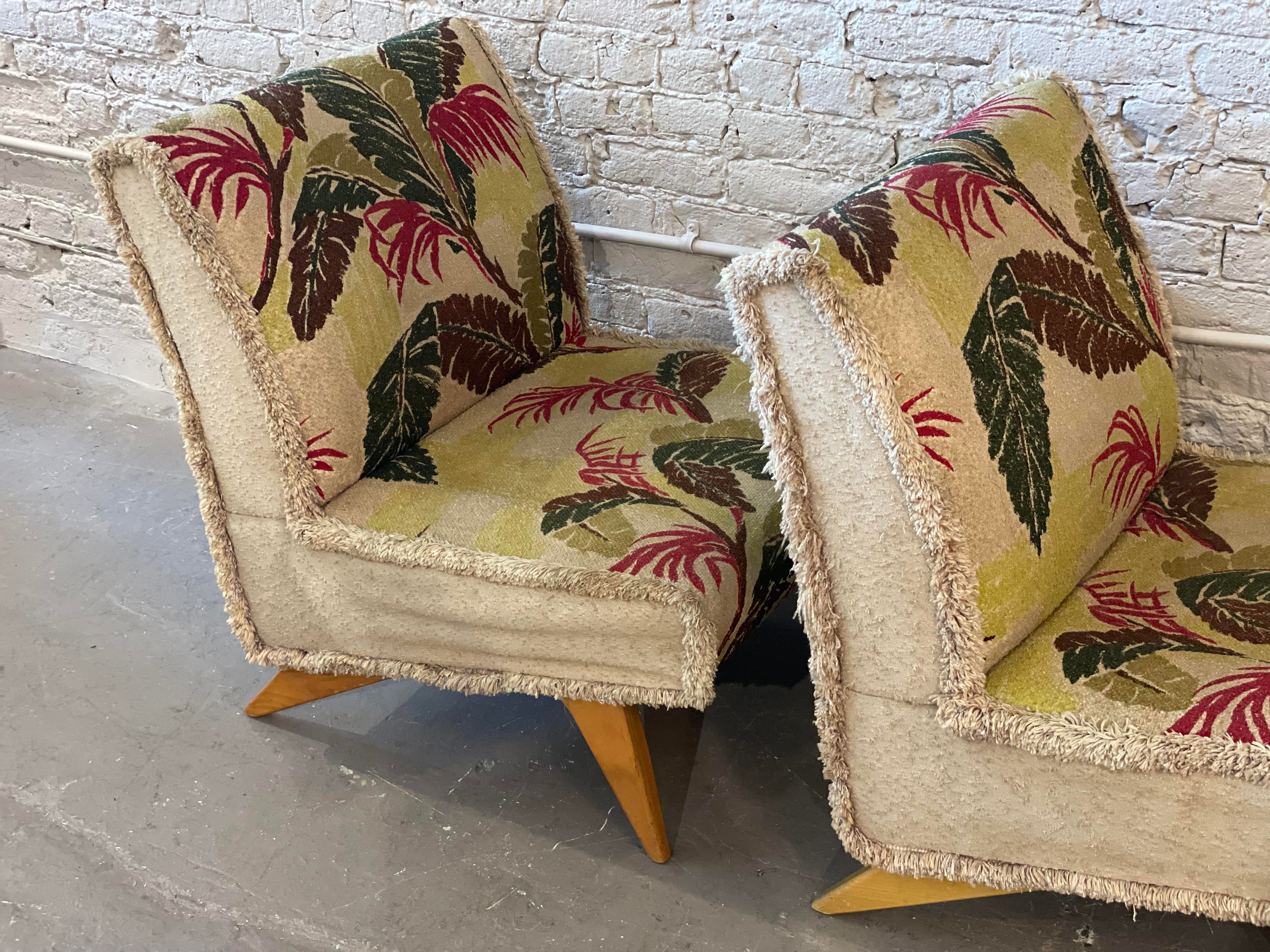 1980s Vintage Armless Lounge Chairs - a Pair