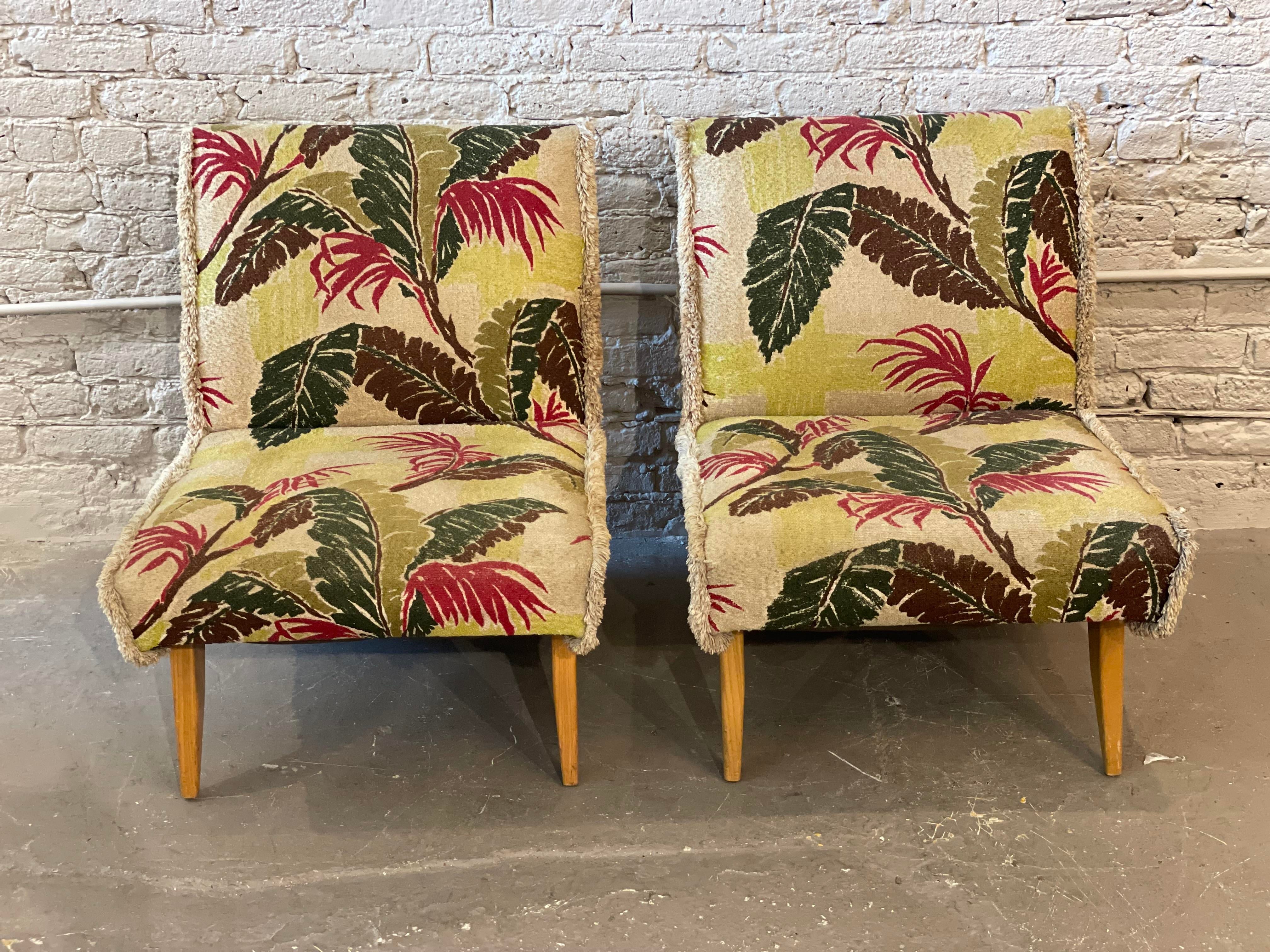 1980s Vintage Armless Lounge Chairs - a Pair