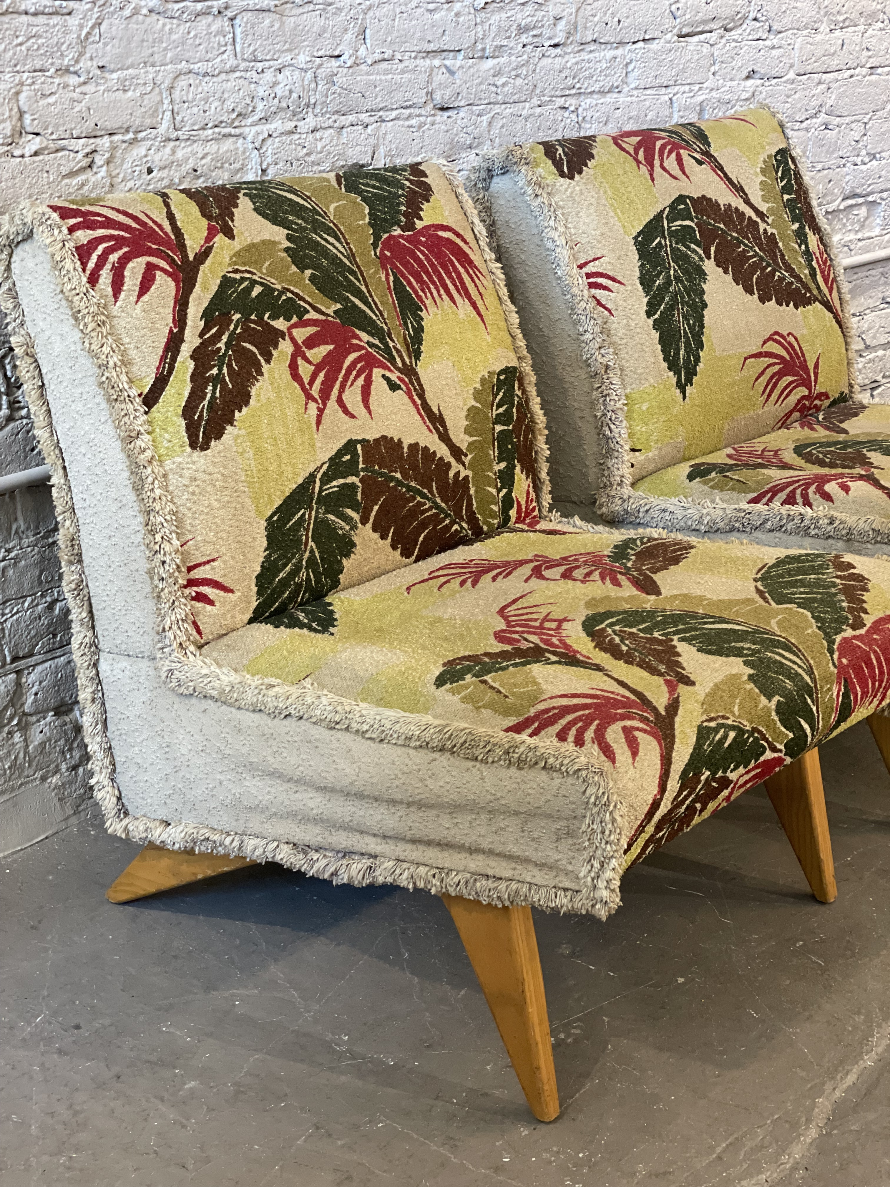 1980s Vintage Armless Lounge Chairs - a Pair