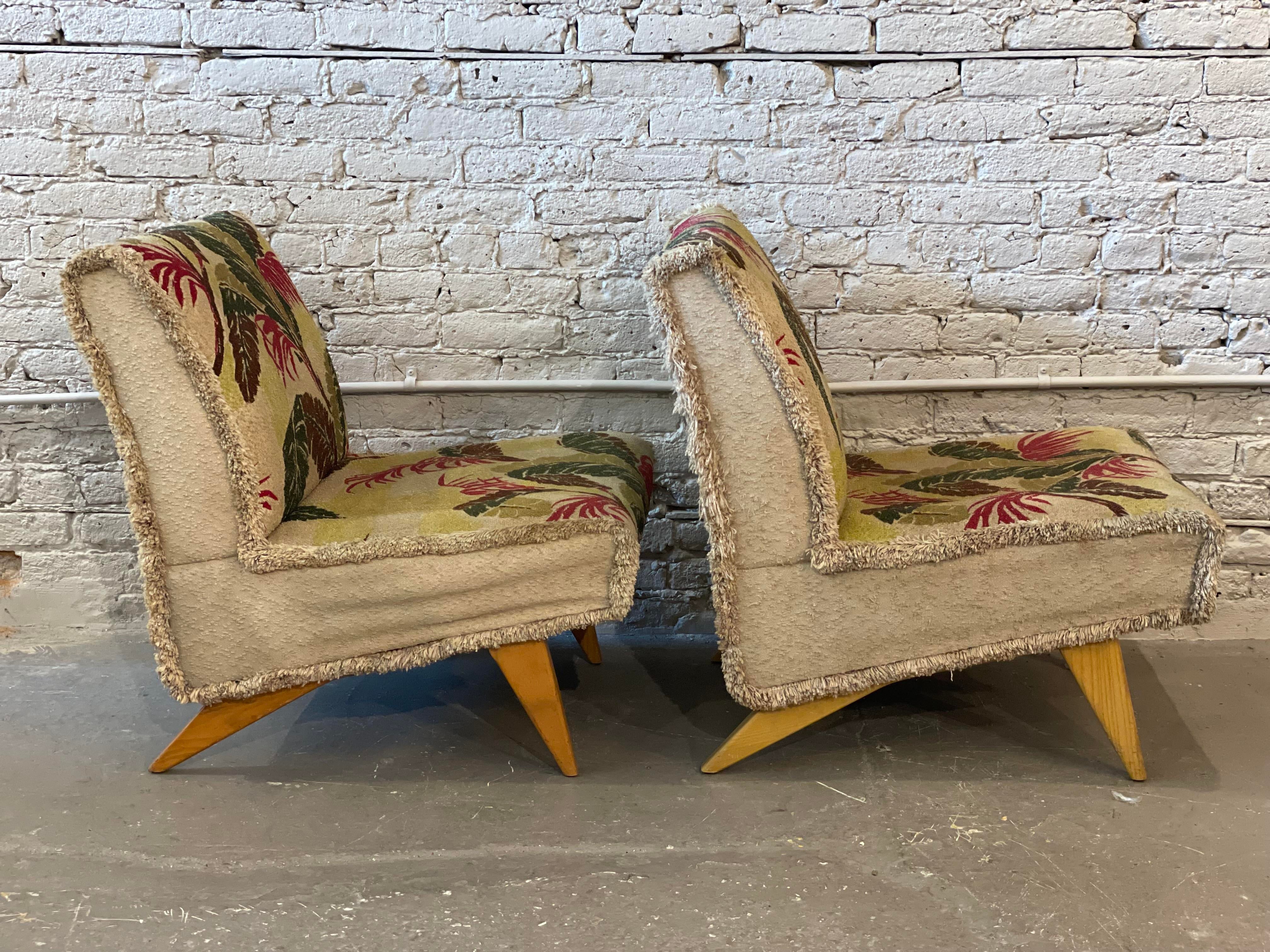 1980s Vintage Armless Lounge Chairs - a Pair