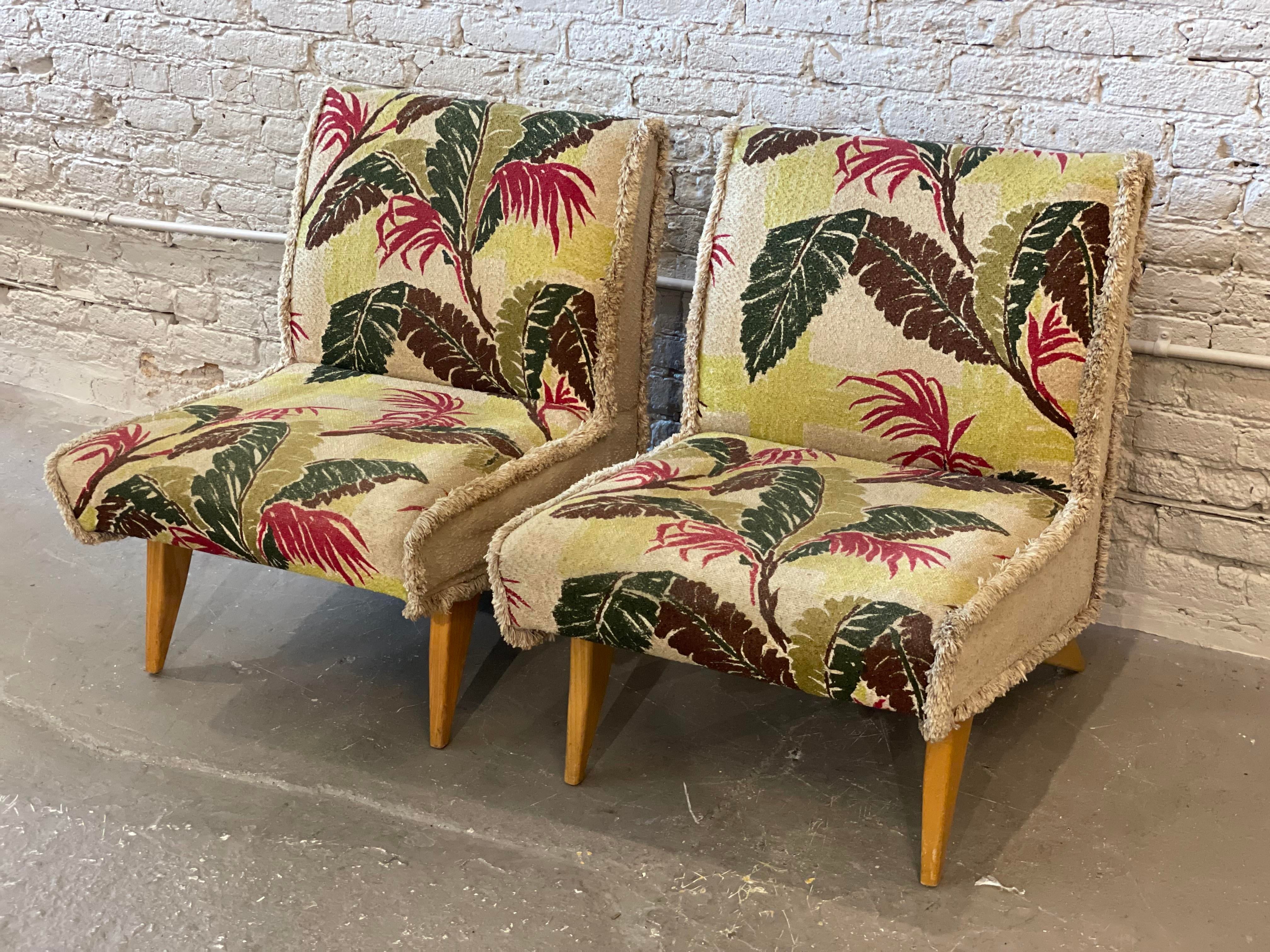1980s Vintage Armless Lounge Chairs - a Pair