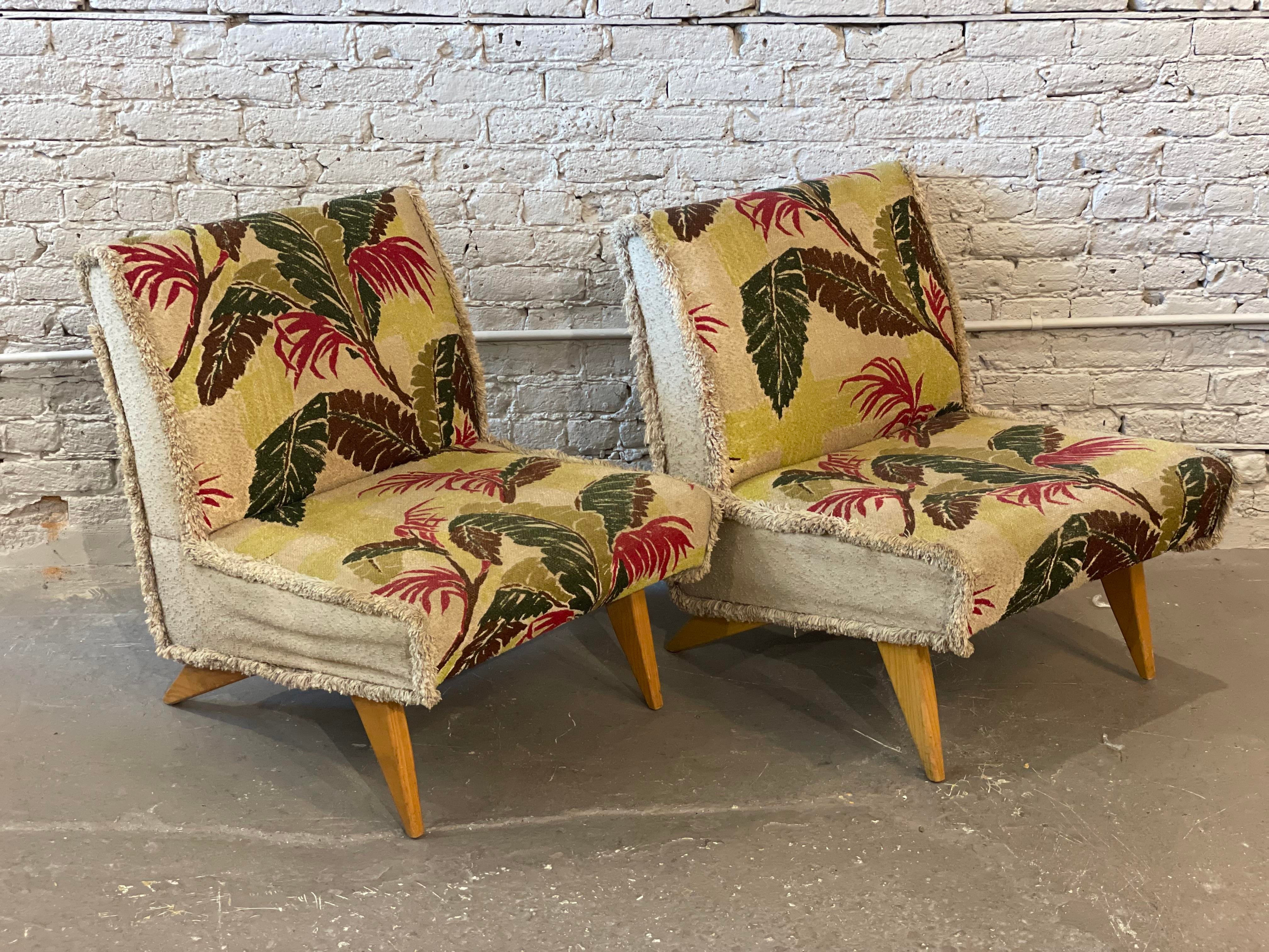 1980s Vintage Armless Lounge Chairs - a Pair
