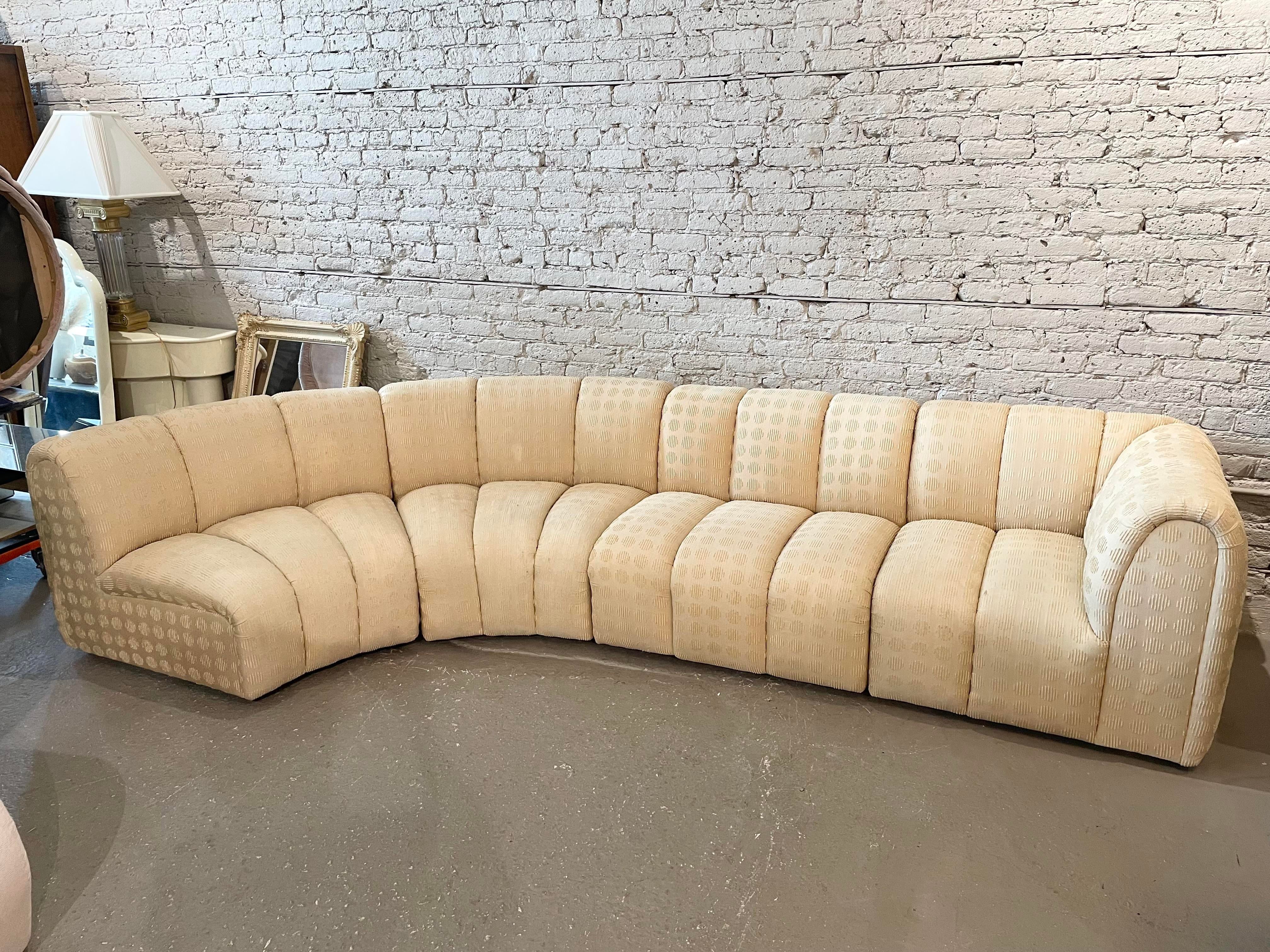 1980s Vintage Channeled Sectional Sofa