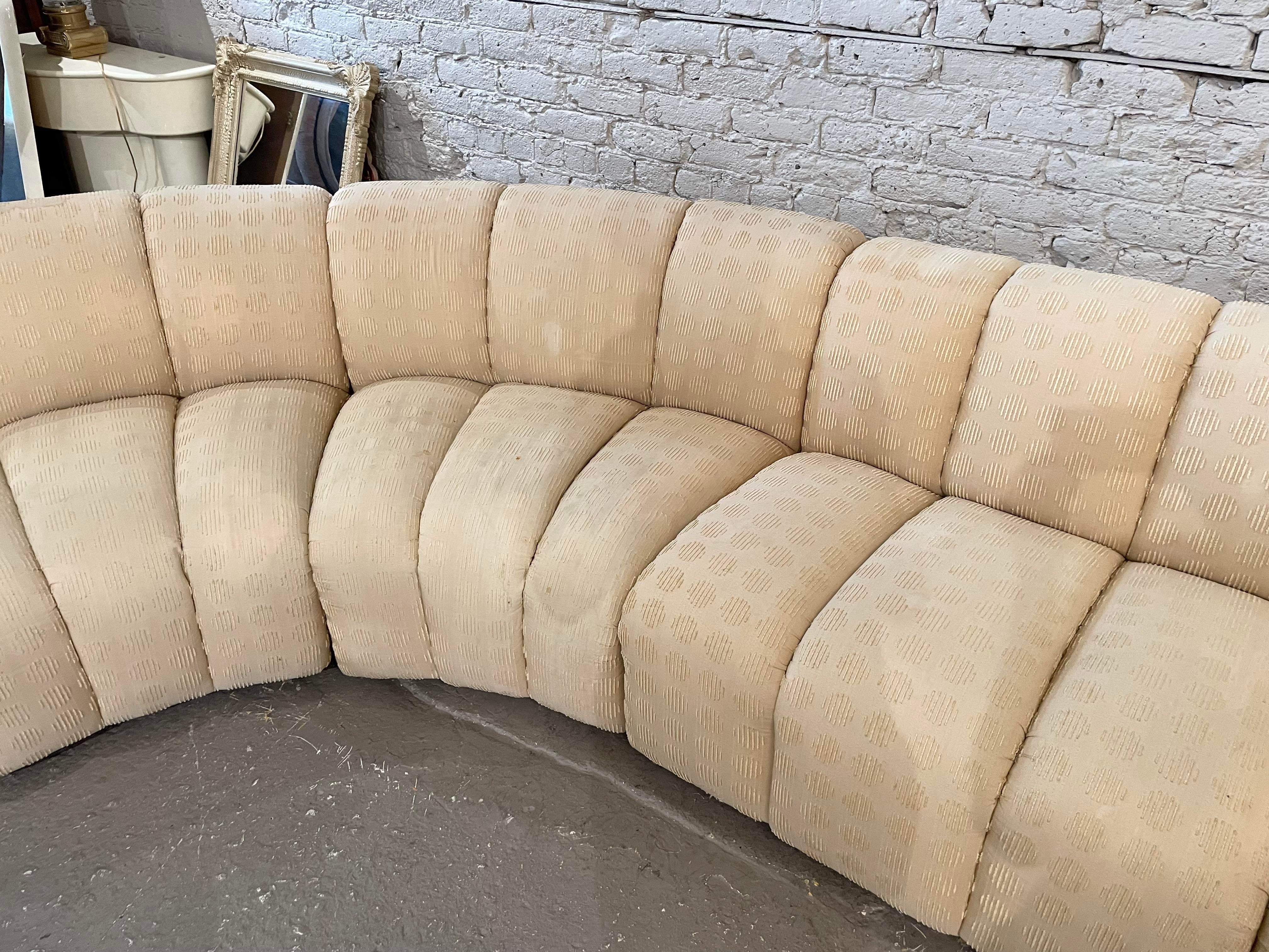 1980s Vintage Channeled Sectional Sofa