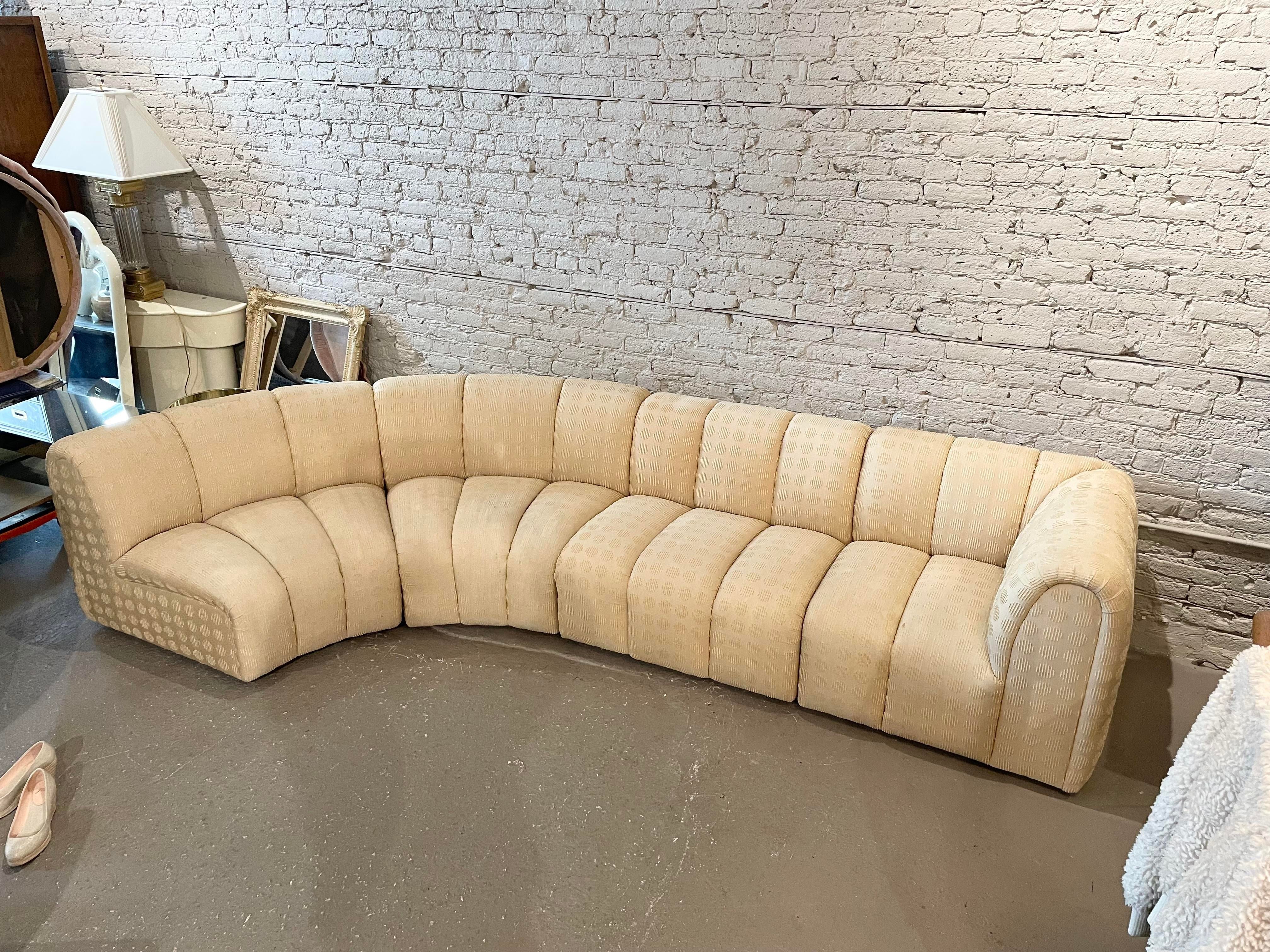 1980s Vintage Channeled Sectional Sofa