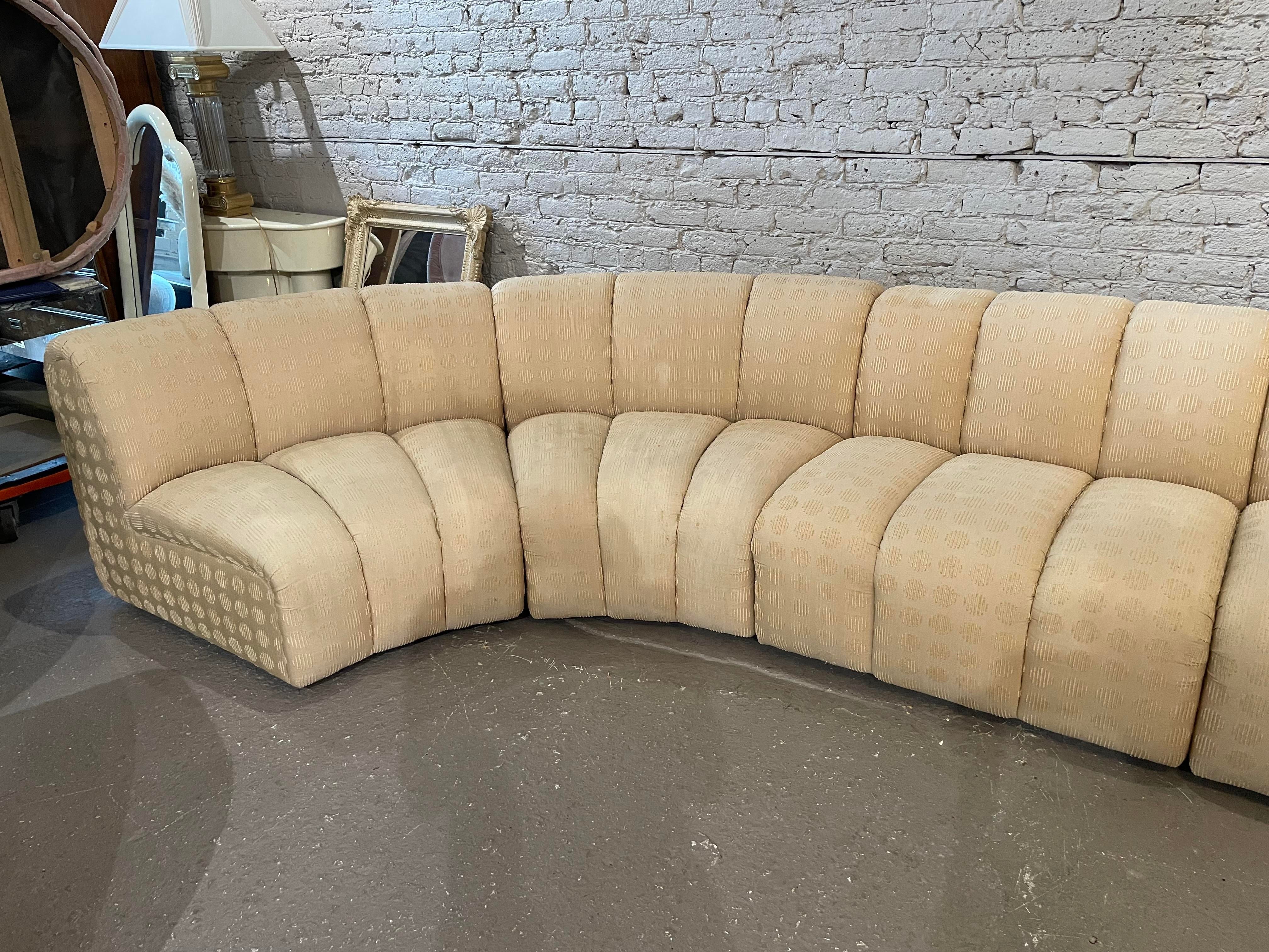 1980s Vintage Channeled Sectional Sofa
