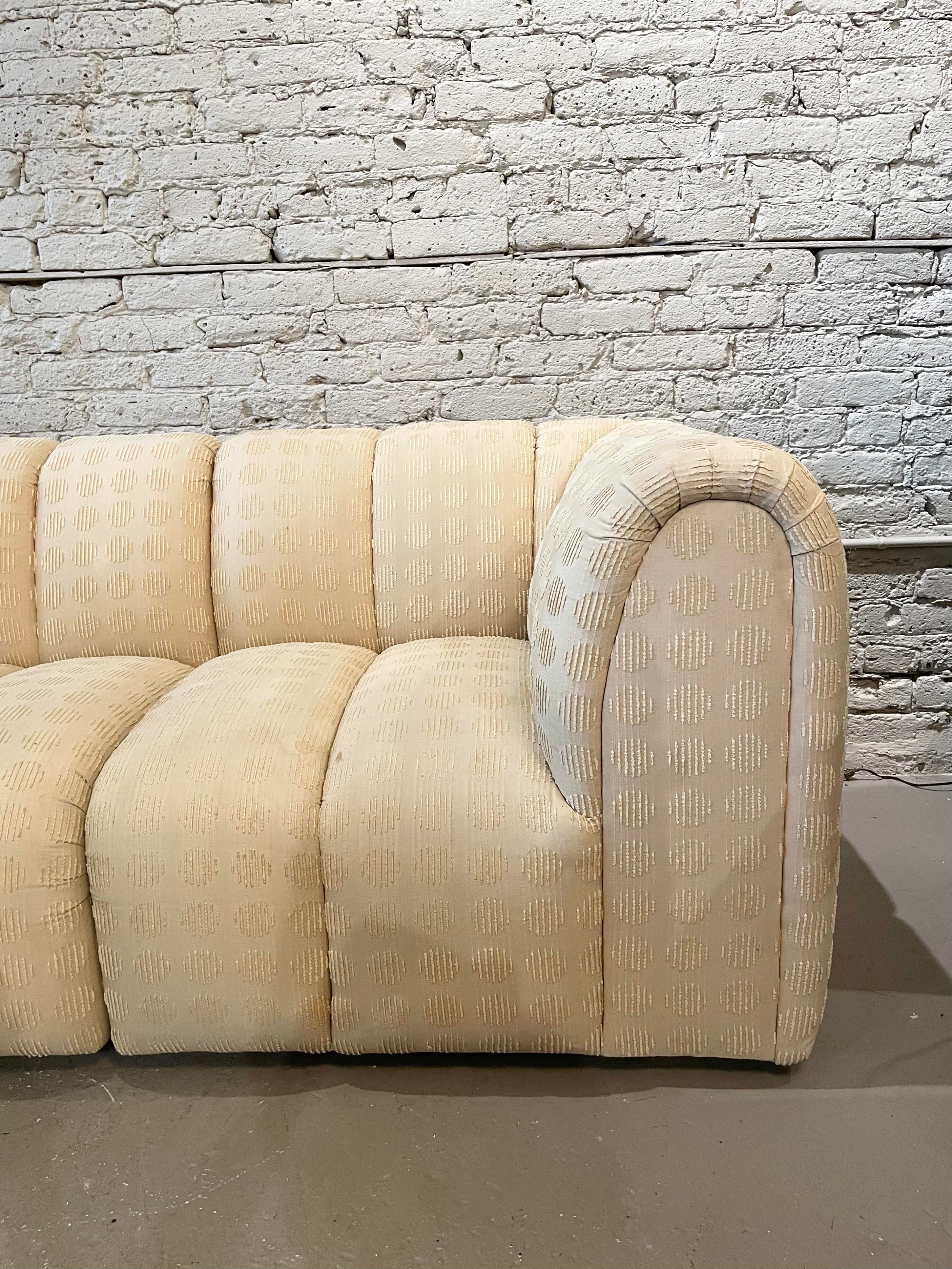 1980s Vintage Channeled Sectional Sofa
