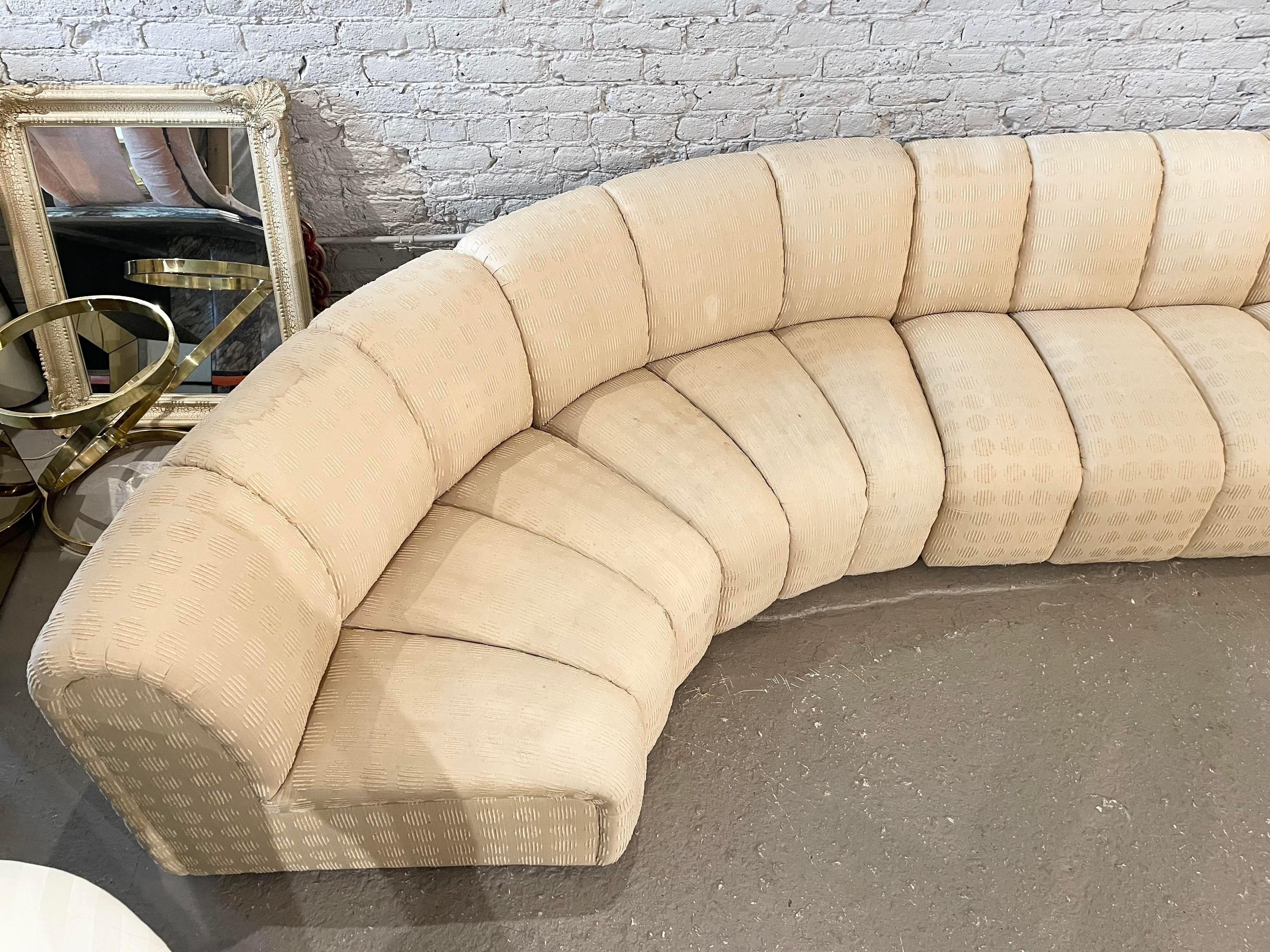 1980s Vintage Channeled Sectional Sofa